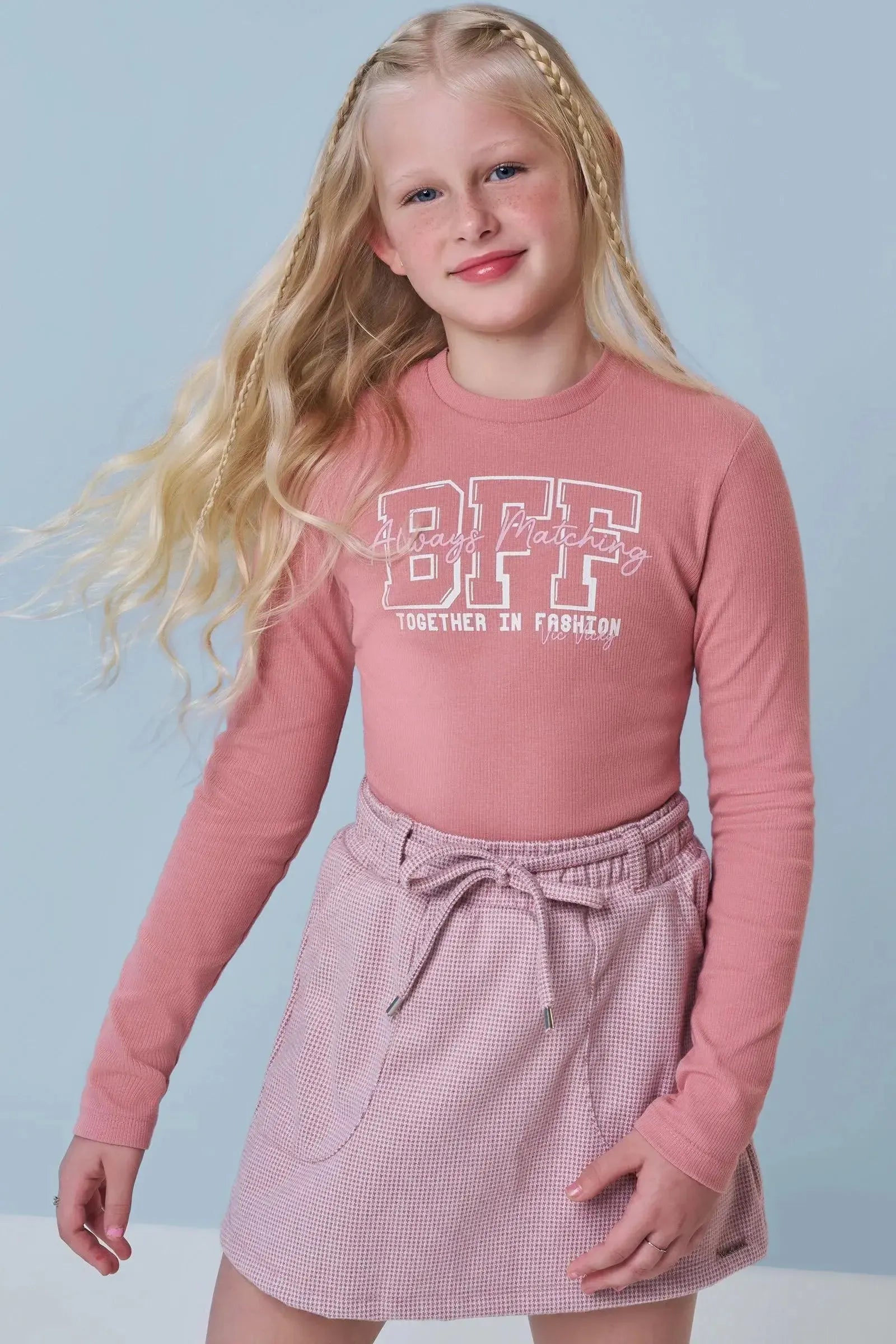 Conjunto de Blusa em Cotton e Saia em Flanela Versalhes com Shorts Embutido 94031 Vic&Vicky Teen Menina