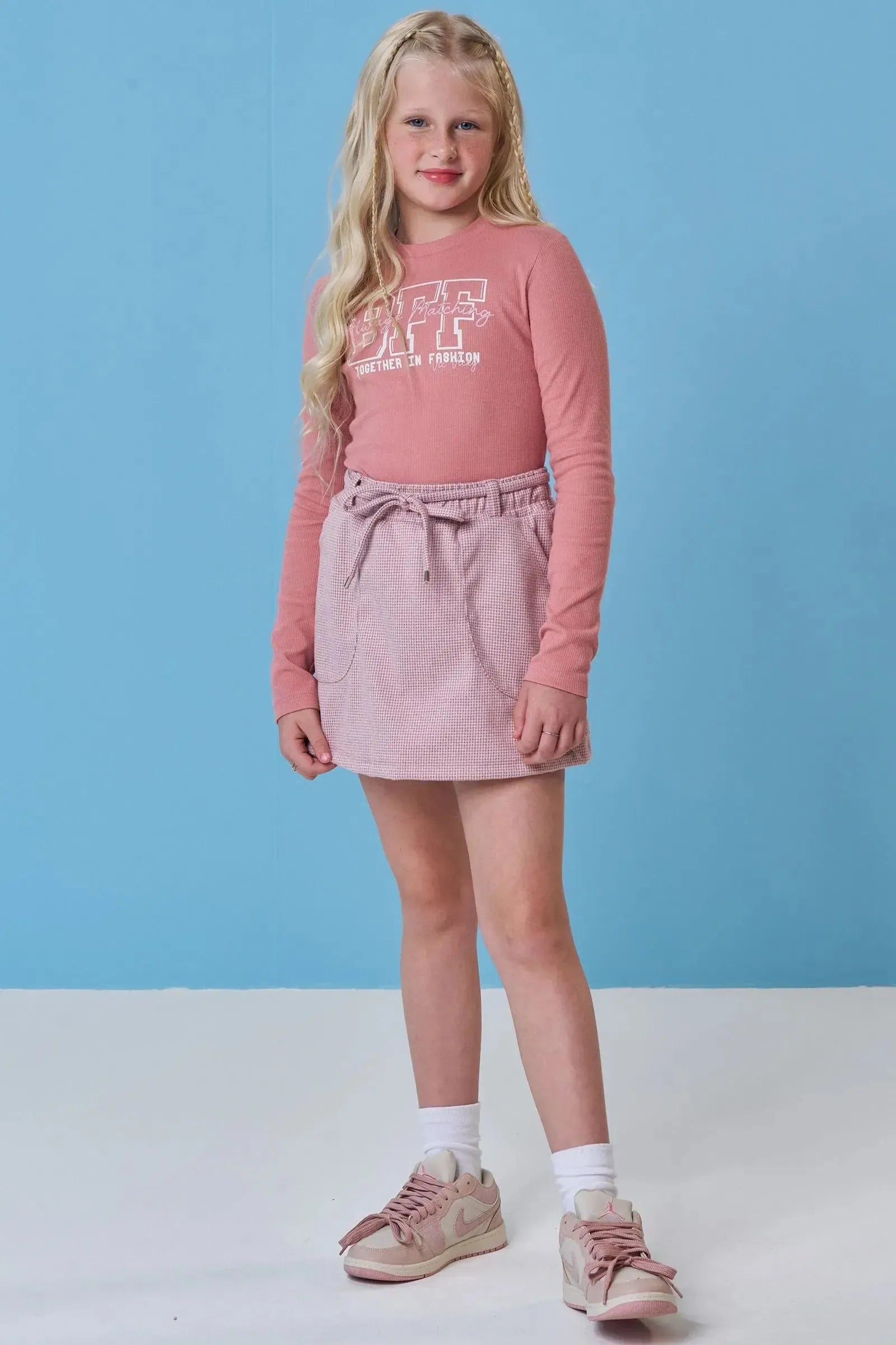Conjunto de Blusa em Cotton e Saia em Flanela Versalhes com Shorts Embutido 94031 Vic&Vicky Teen Menina
