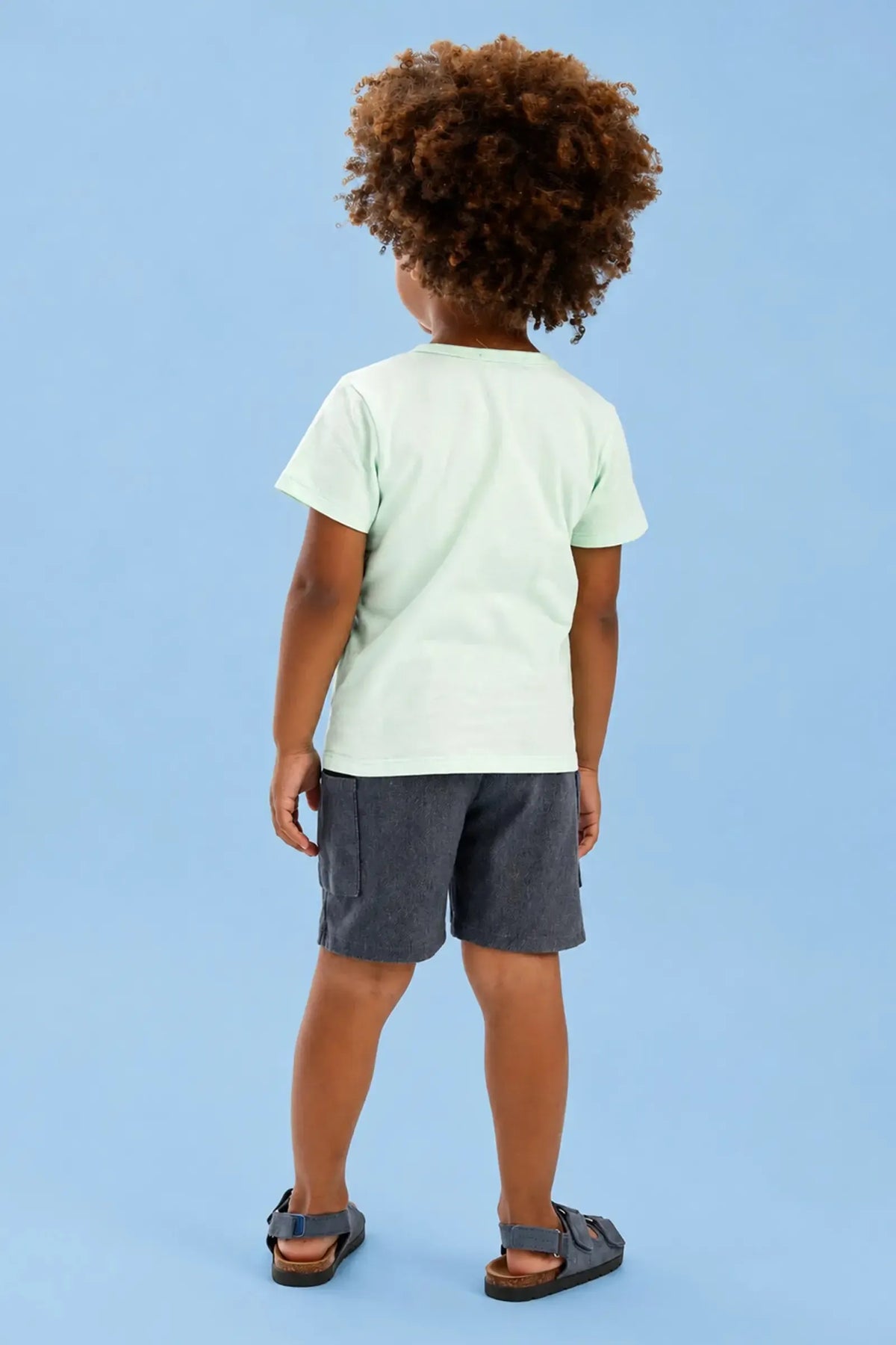 Conjunto de Camiseta em Meia Malha e Bermuda em Cotton Jeans com Elastano 94556 LucBoo Infantil Menino