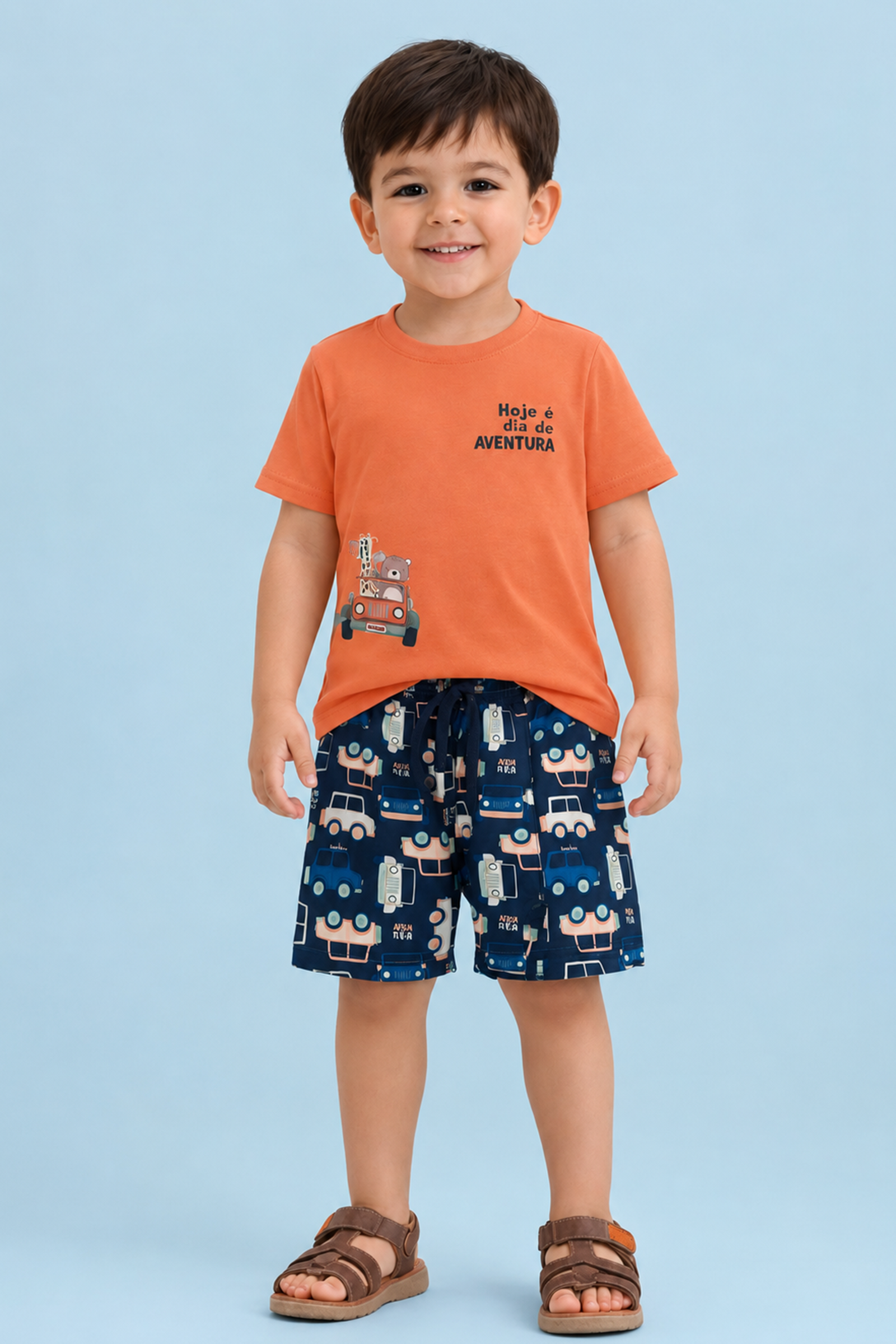 Conjunto de Camiseta em Meia Malha e Bermuda em Nylon Ergonomic com Elastano 95041 LucBoo Infantil Menino