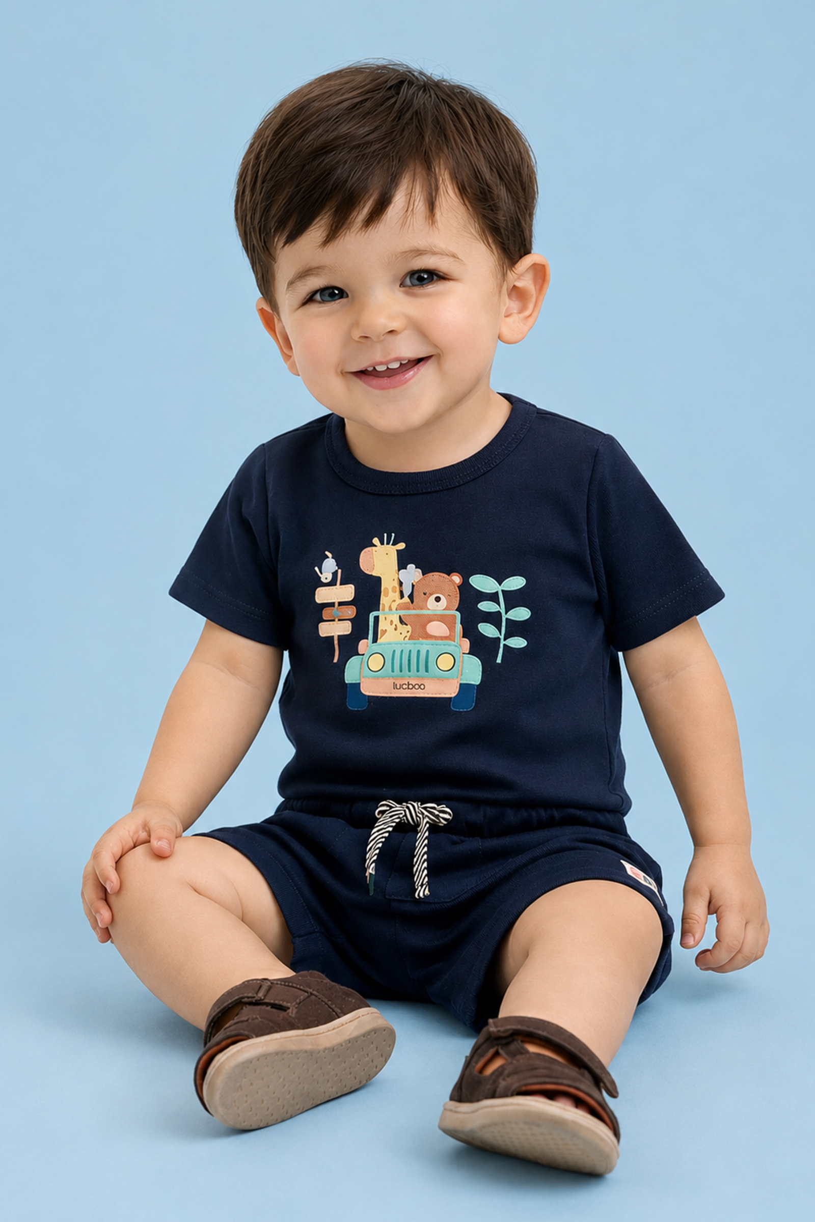 Conjunto de Body e Bermuda em Suedine 95046 LucBoo Bebê Menino