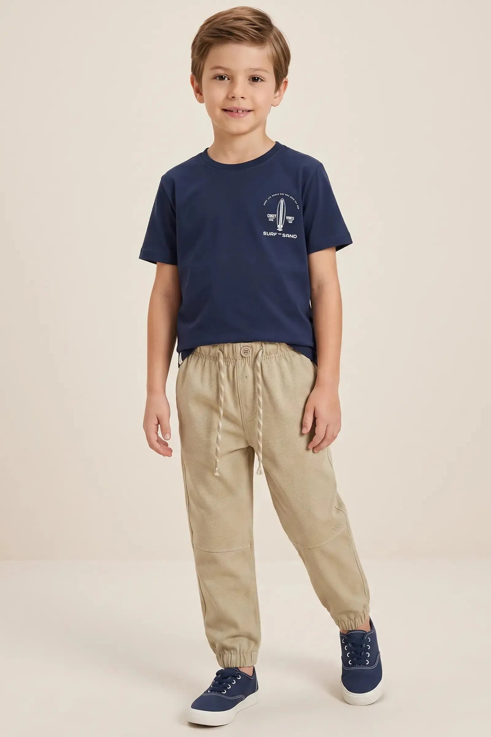 Calça Jogger em Cotton Jeans com Elastano 95369 LucBoo Infantil Menino