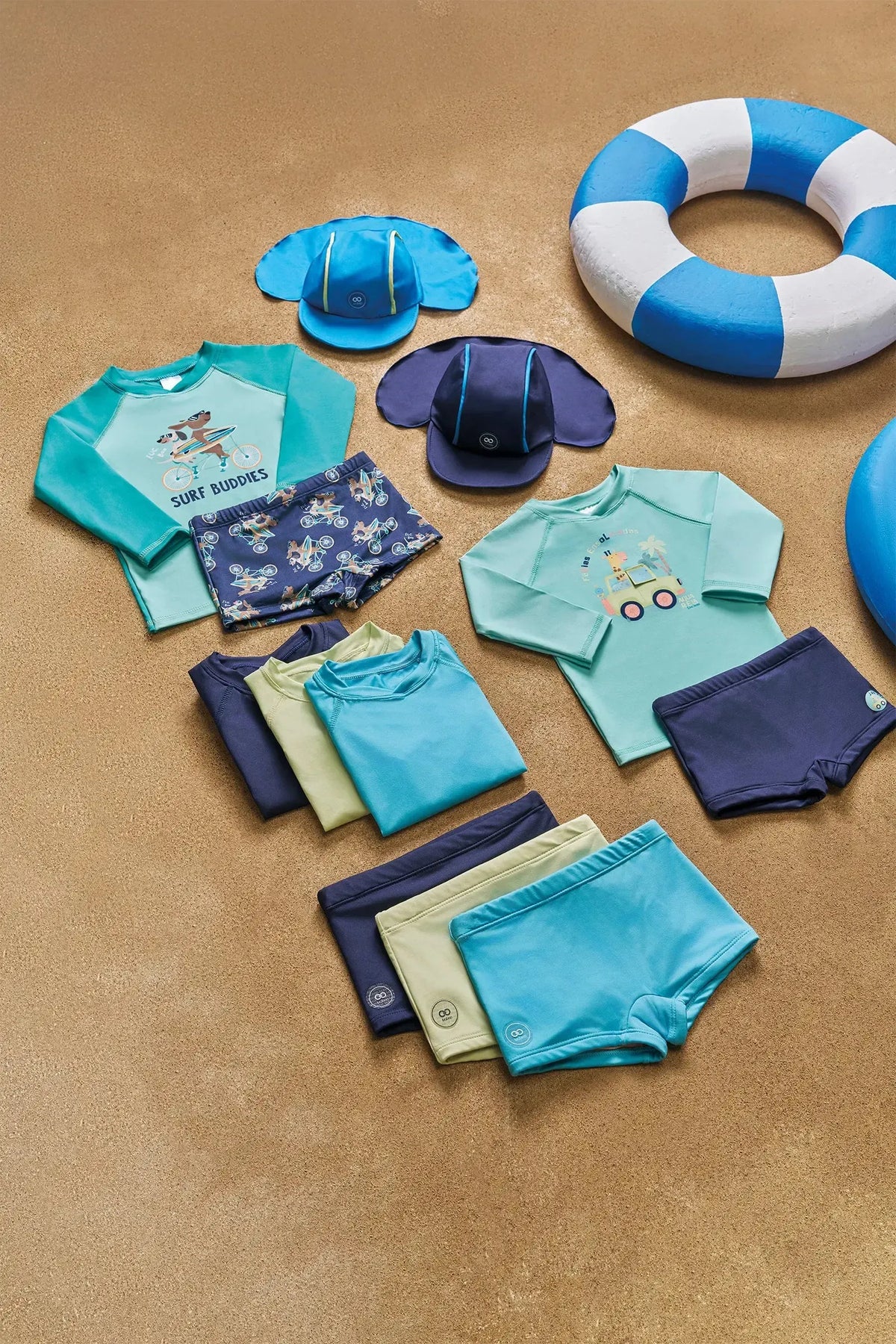 Conjunto de Camiseta e Sunga em Malha UV Dry com Proteção UV50+ 95767 LucBoo Bebê Menino