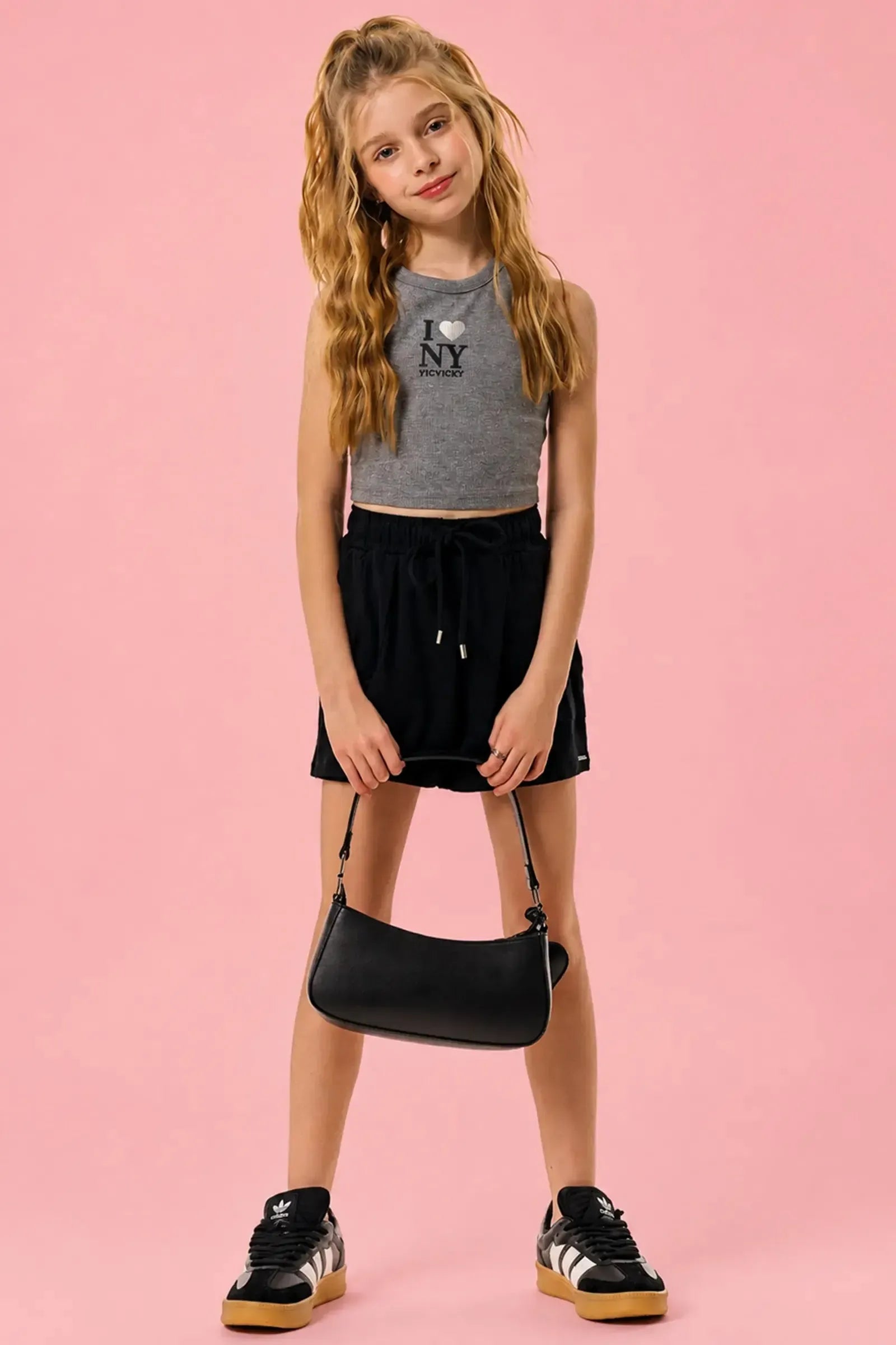 Conjunto de Regata em Canelado Liz e Short Saia em Molevisco 95961 Vic&Vicky Teen Menina