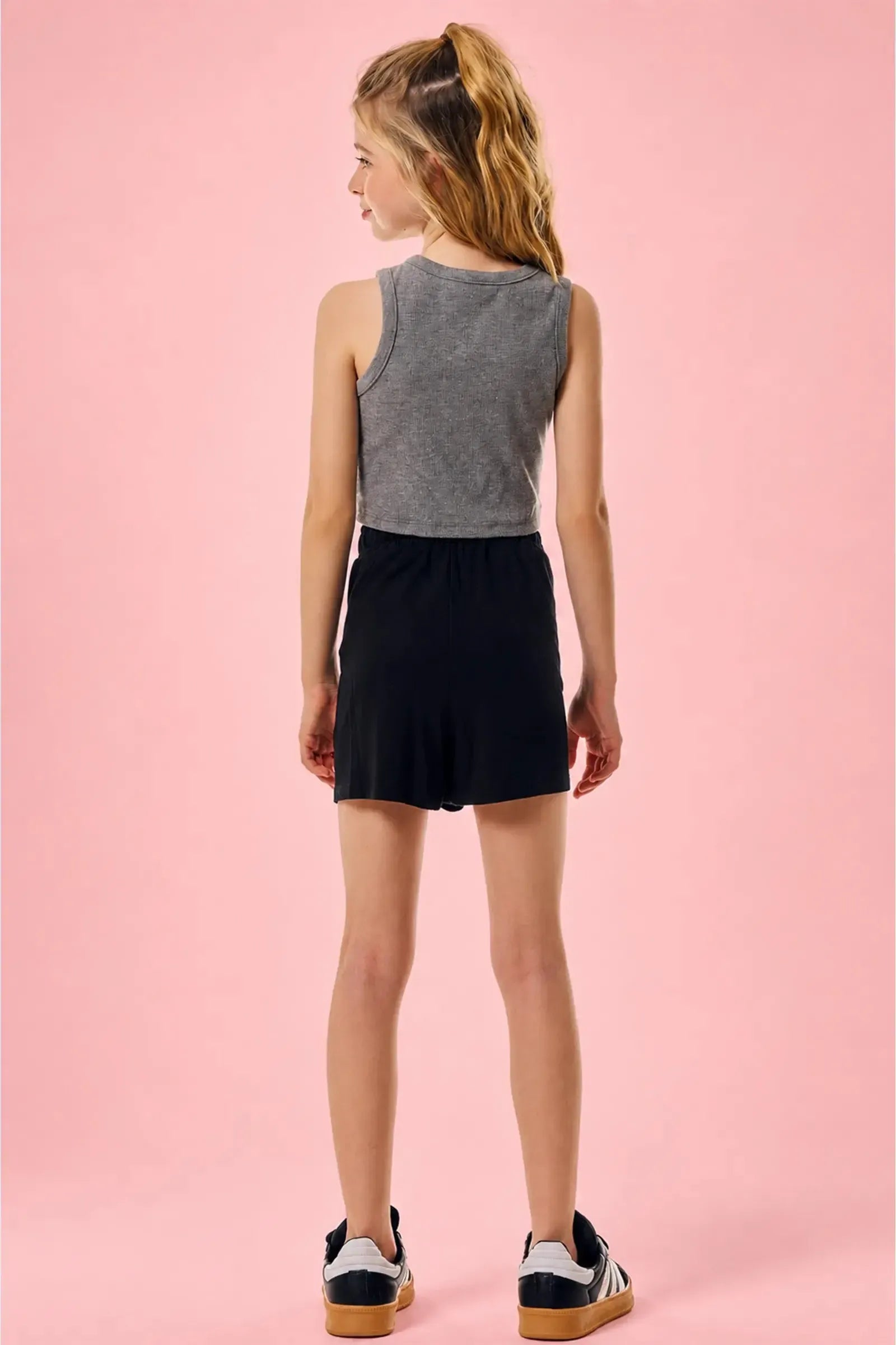 Conjunto de Regata em Canelado Liz e Short Saia em Molevisco 95961 Vic&Vicky Teen Menina