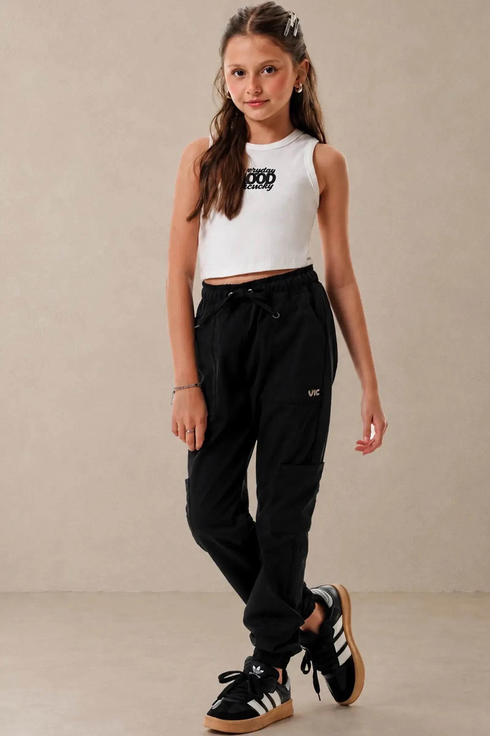 Calça Jogger em Alfaiataria Tecno Cargo 95992 Vic&Vicky Teen Menina