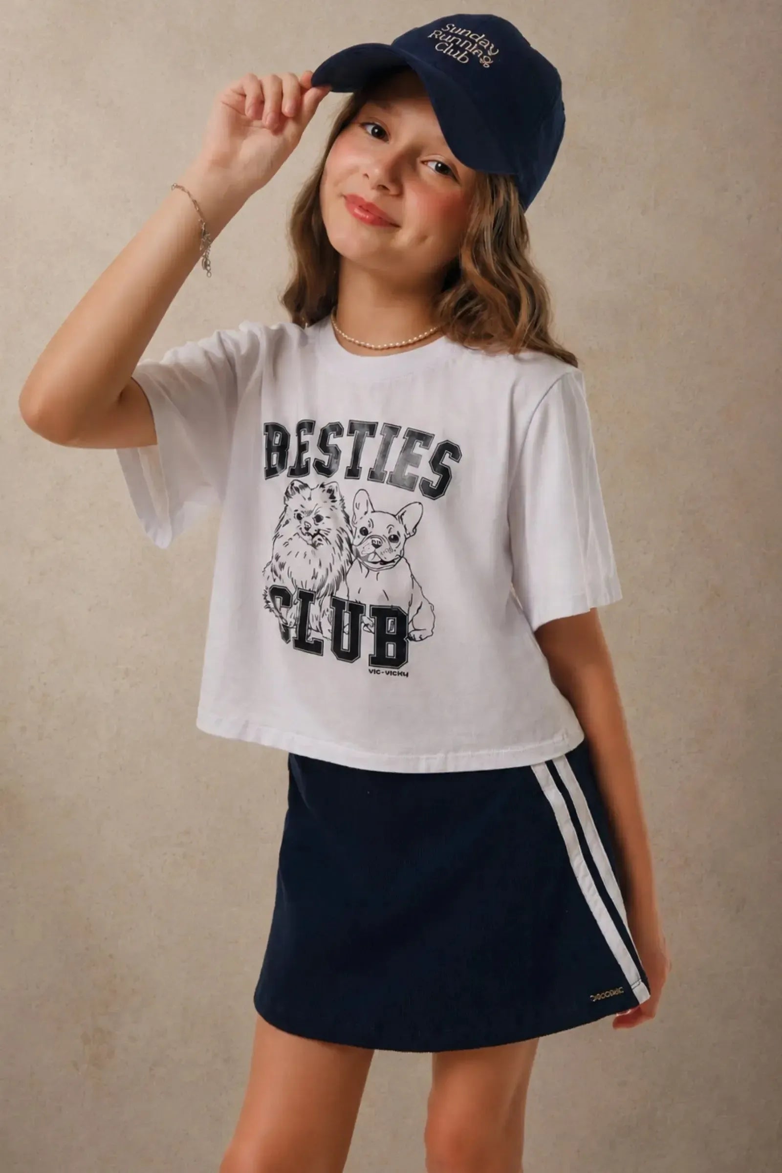 Conjunto de Blusa em Meia Malha e Saia em Soft Line com Shorts Embutido 96912 Vic&Vicky Teen Menina