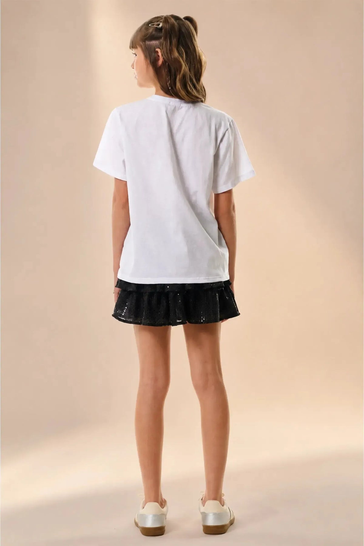 Saia Ruffles em Malha Brilho com Shorts Embutido 96927 Vic&Vicky Teen Menina