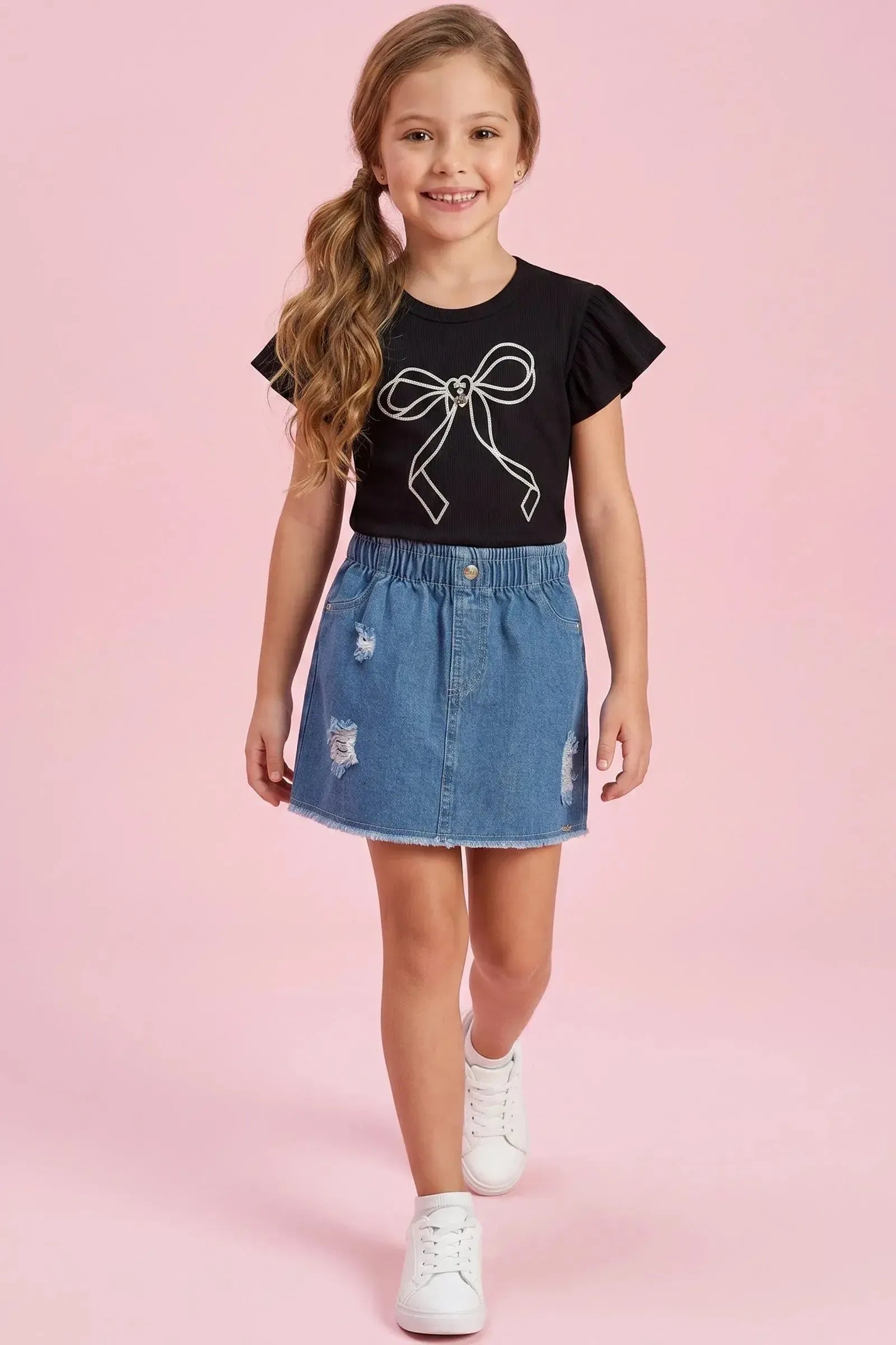 Blusa em Canelado de Viscose 98075 Kukiê Infantil Menina