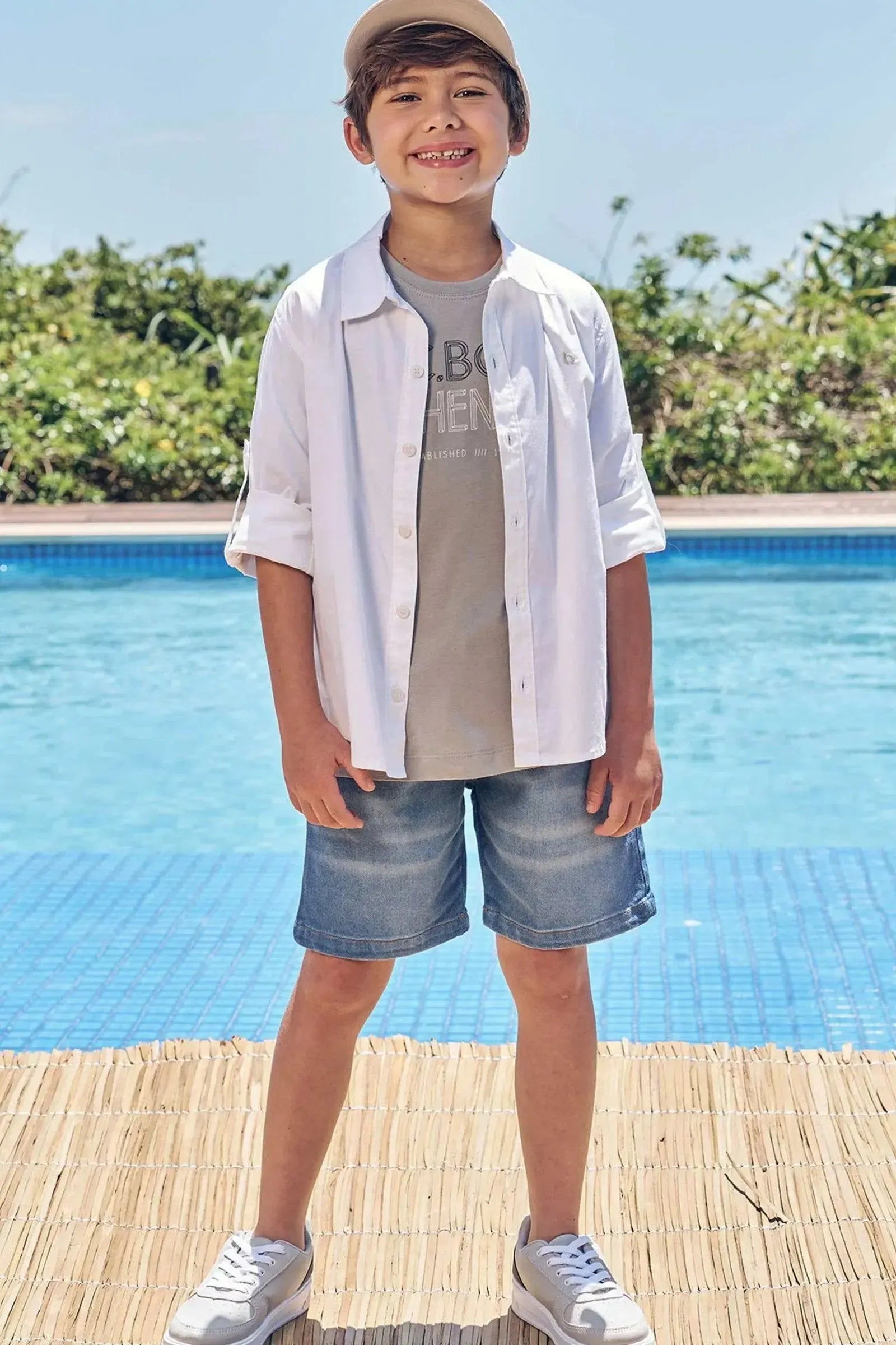 Bermuda em Jeans Guga com Elastano 84216 LucBoo Infantil Menino