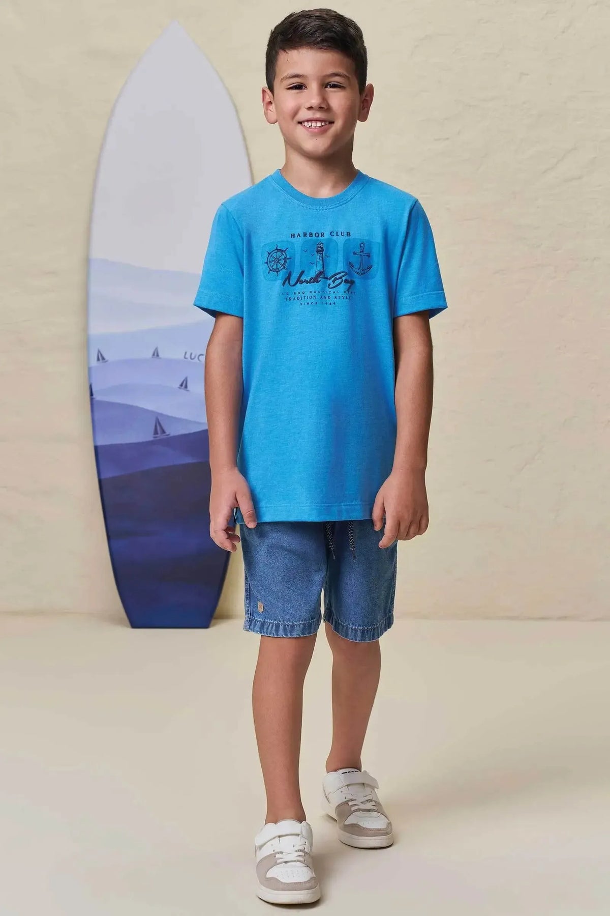 Bermuda em Jeans Teca 99333 LucBoo Infantil Menino