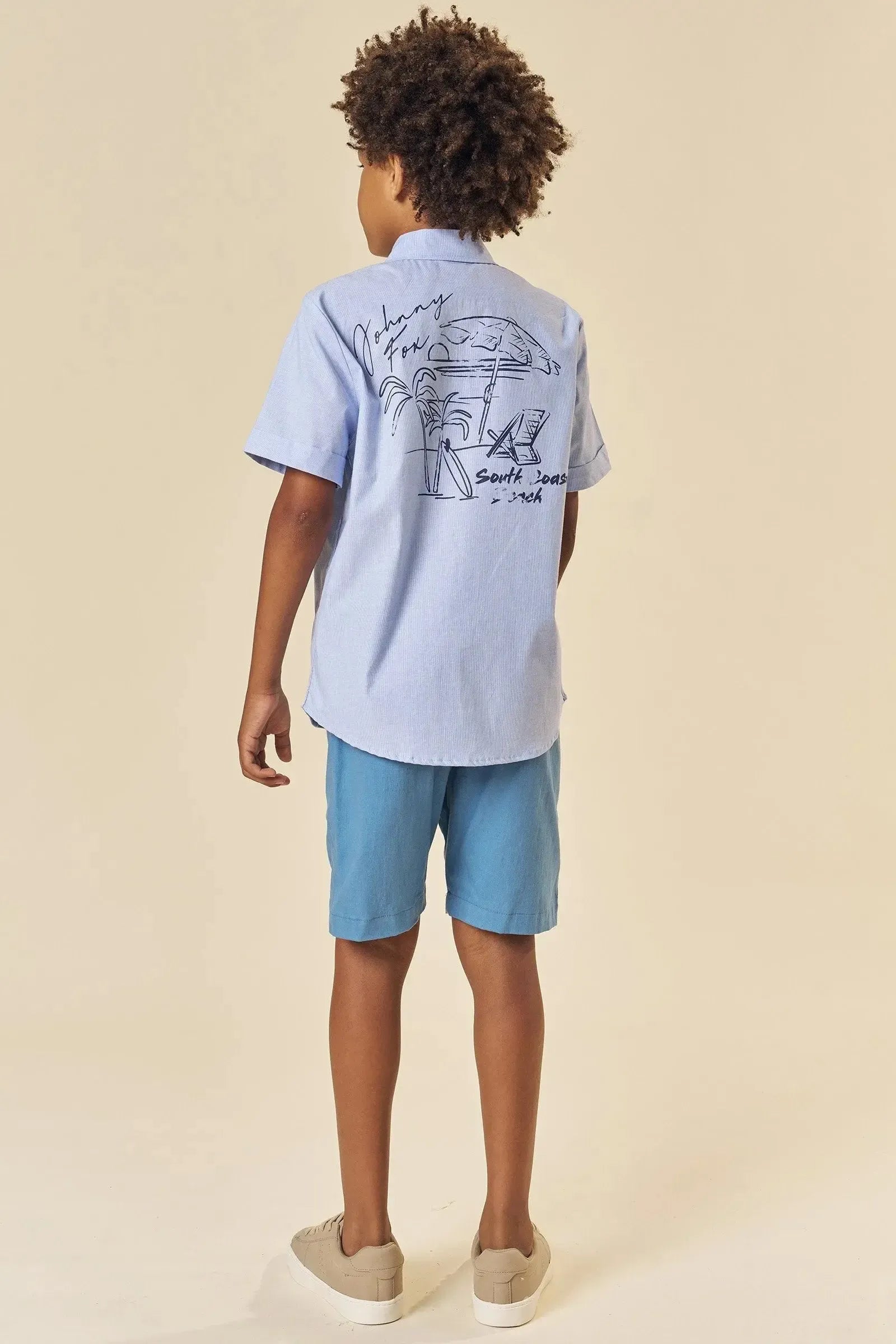 Bermuda em Linho Santorine com Elastano 83797 Johnny Fox Teen Menino