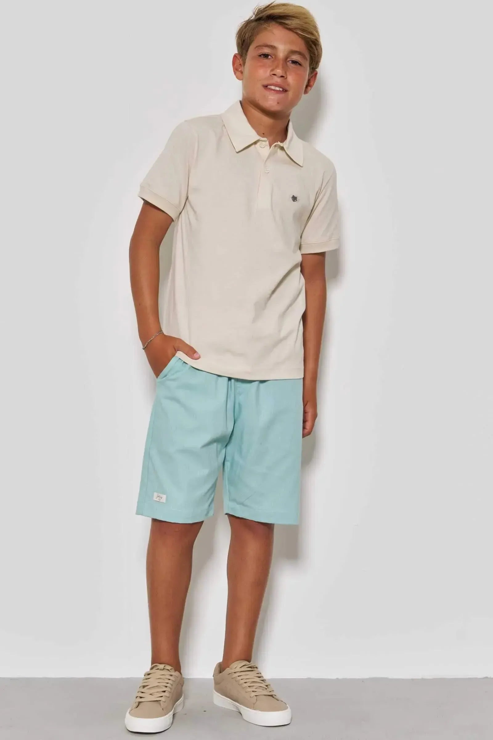 Bermuda em Linho Santorine com Elastano 86823 Johnny Fox Teen Menino