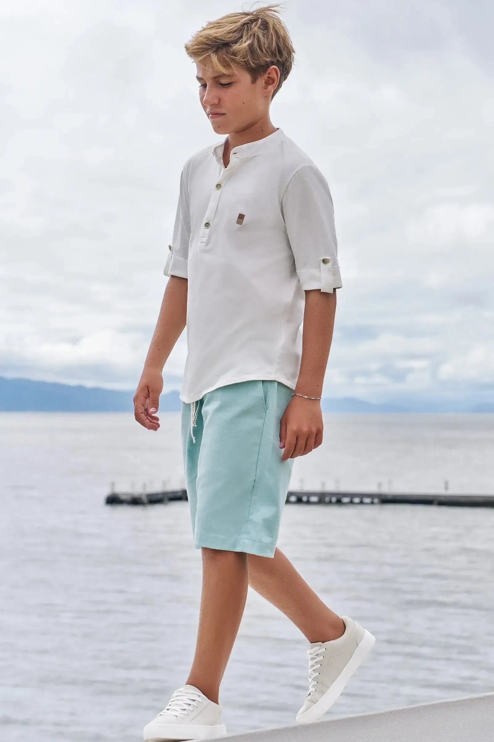 Bermuda em Linho Santorine com Elastano 86823 Johnny Fox Teen Menino