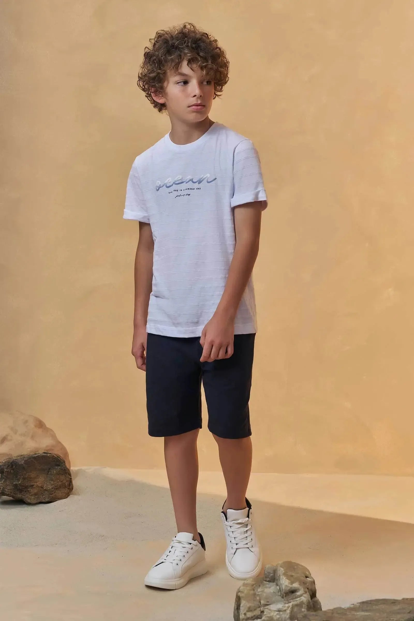 Bermuda em Linho Santorine com Elastano 95121 Johnny Fox Teen Menino