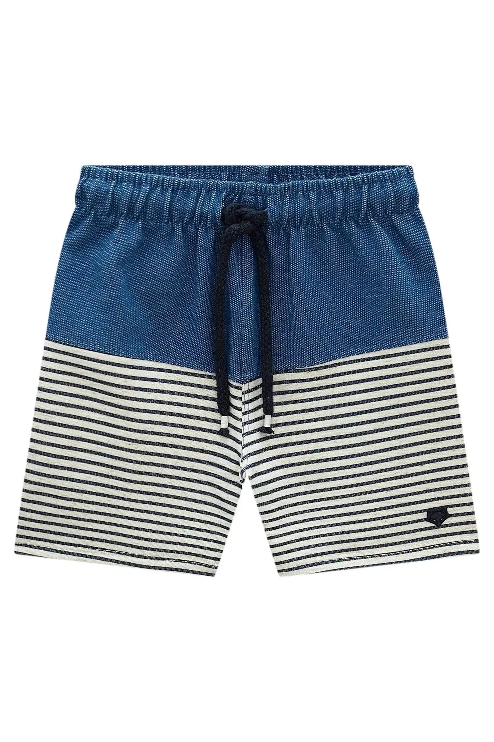 Bermuda em Malha Denim com Elastano e Moletom Linho 99264 Johnny Fox Teen Menino