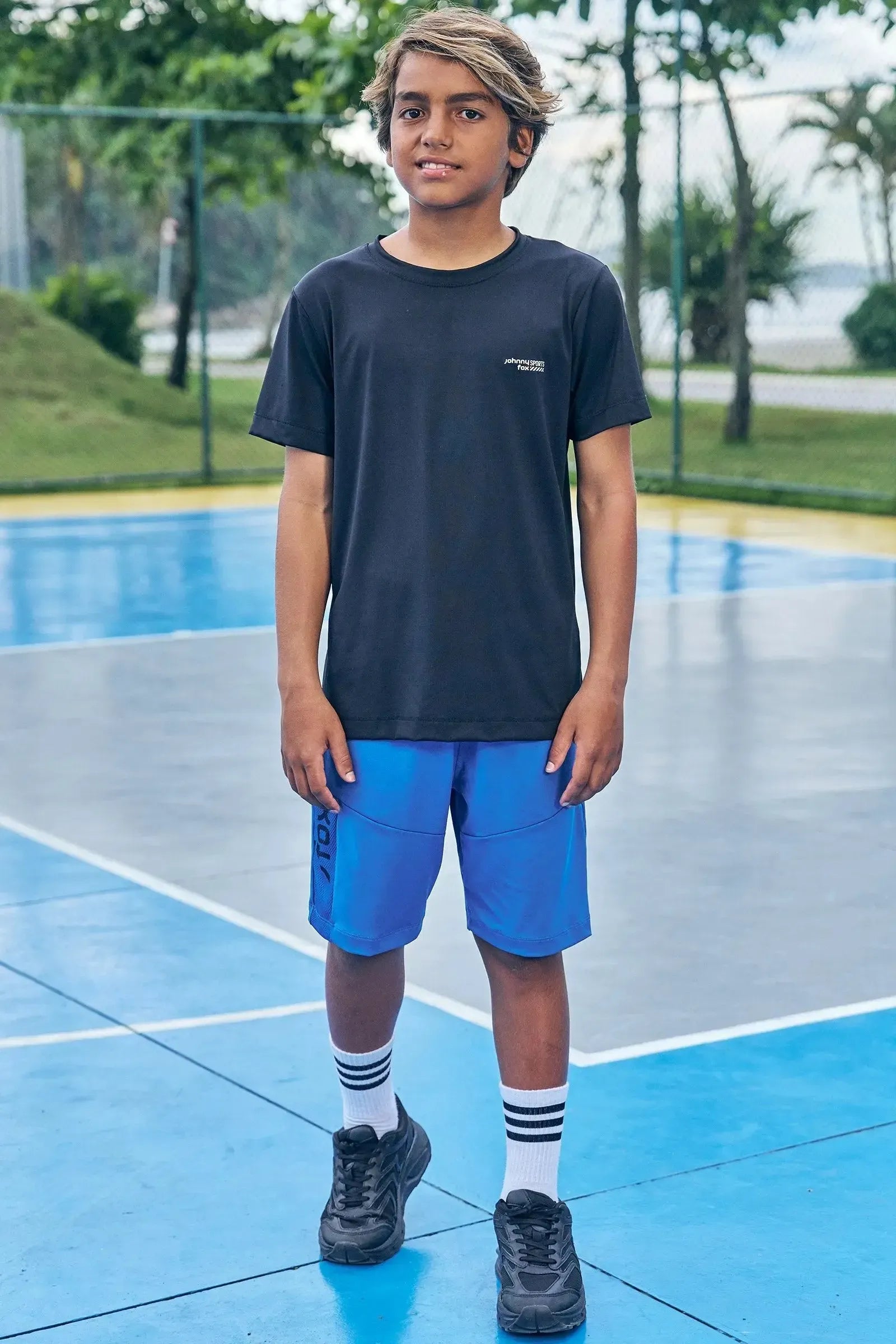 Bermuda em Malha Uv Dry com Detalhe em Tela Fashion 85646 Johnny Fox Teen Menino