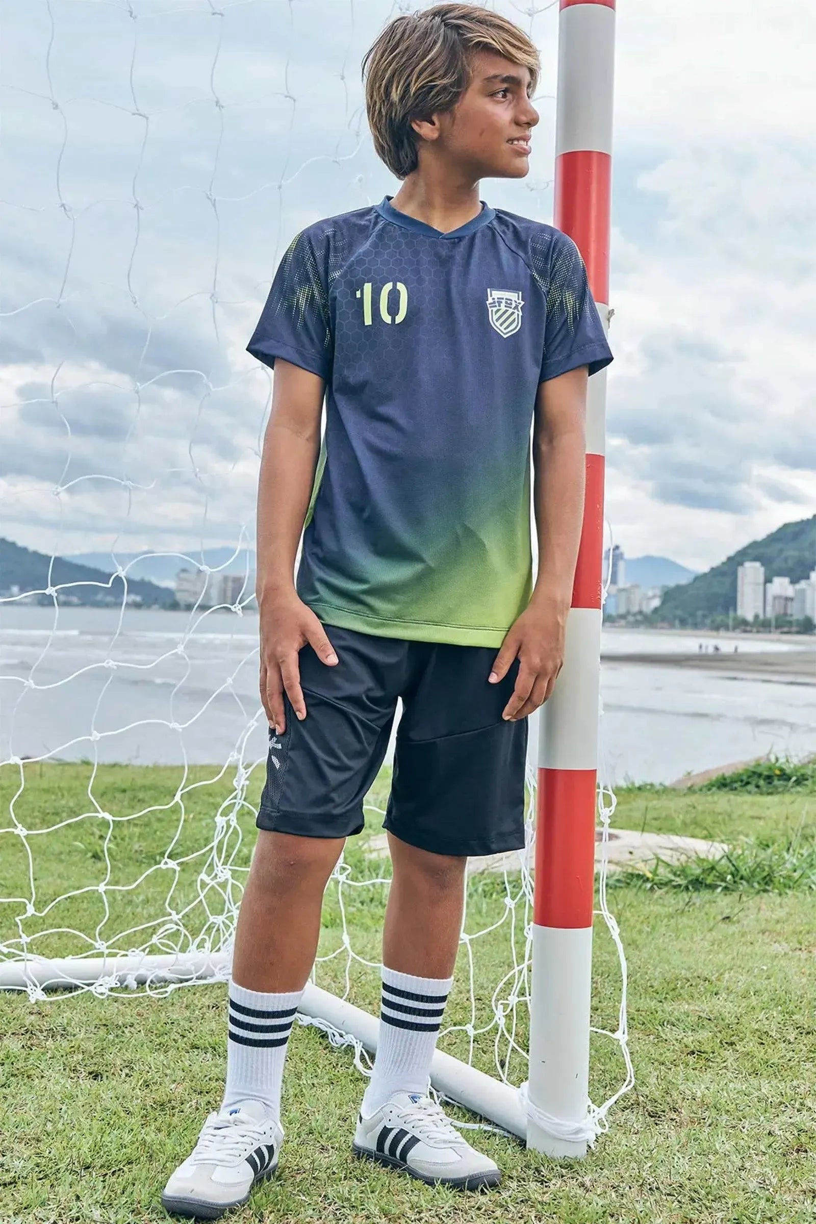 Bermuda em Malha Uv Dry com Detalhe em Tela Fashion 85646 Johnny Fox Teen Menino