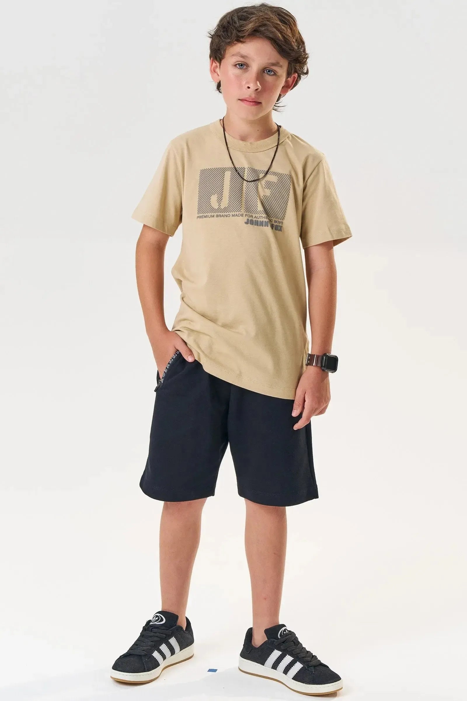 Bermuda em Moletom sem Pelúcia 84130 Johnny Fox Teen Menino