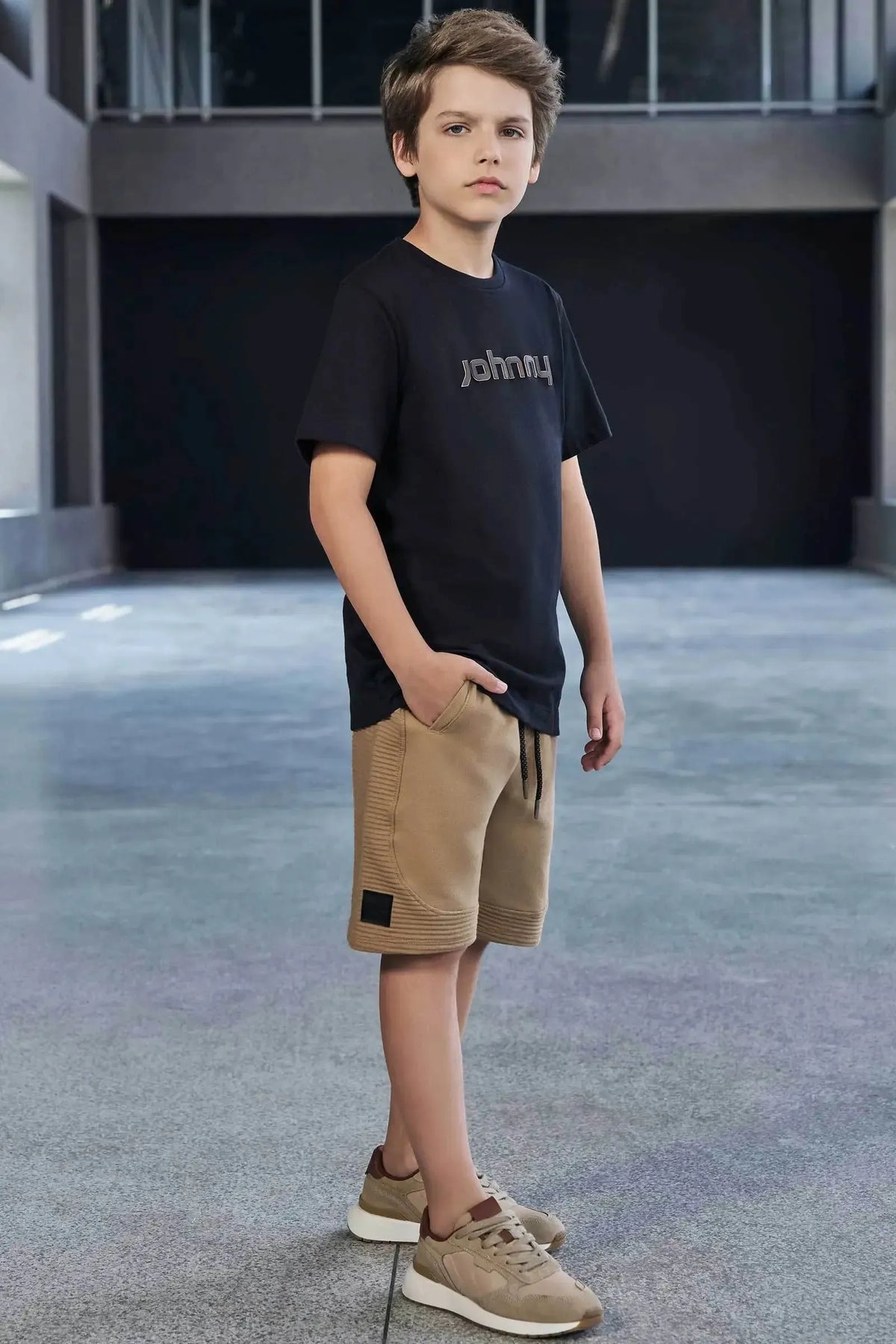 Bermuda em Moletom sem Pelúcia e Moletom Relevo 97864 Johnny Fox Teen Menino