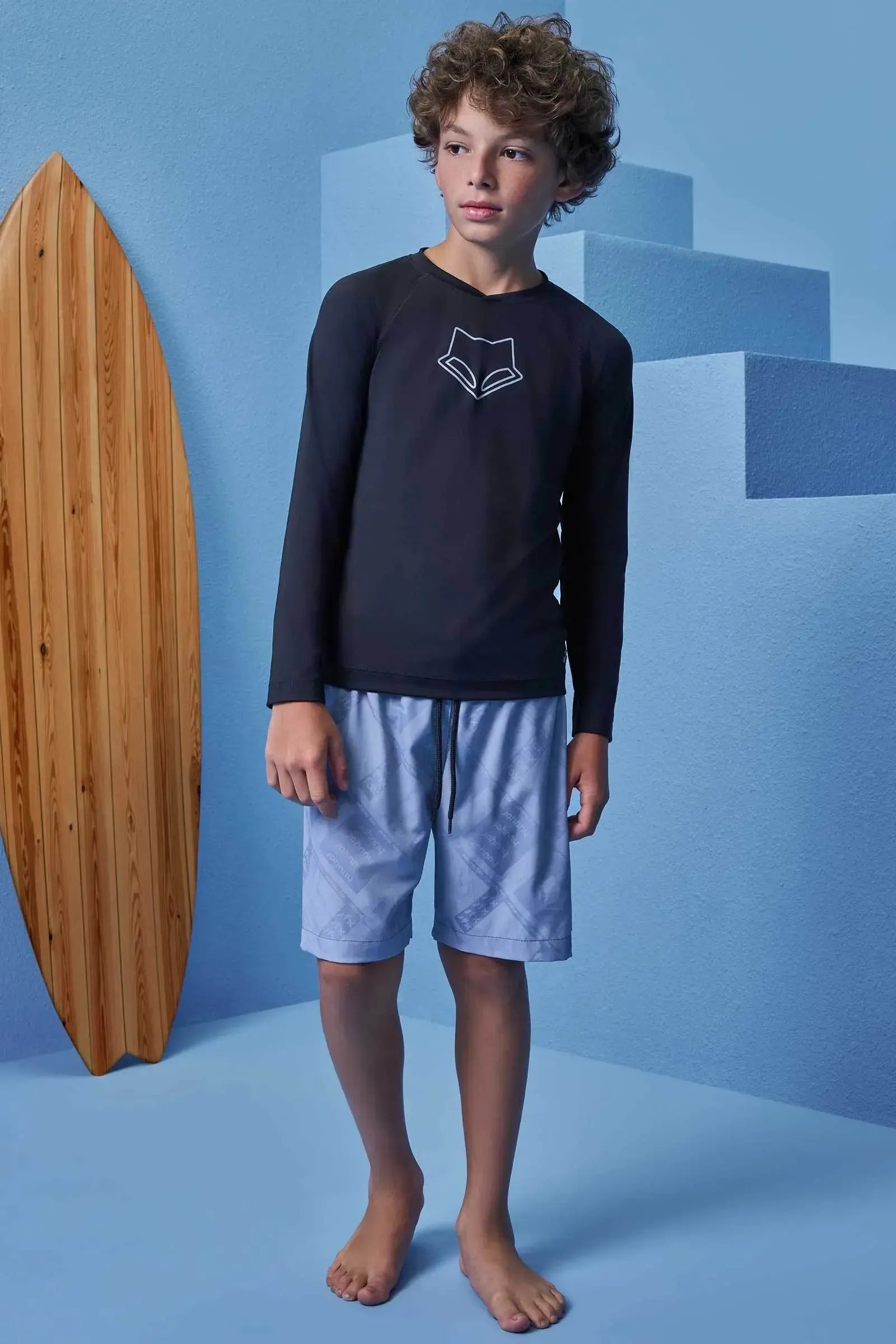 Bermuda em Nylon Ergonomic com Elastano (estampa Aqua) 99028 Johnny Fox Teen Menino