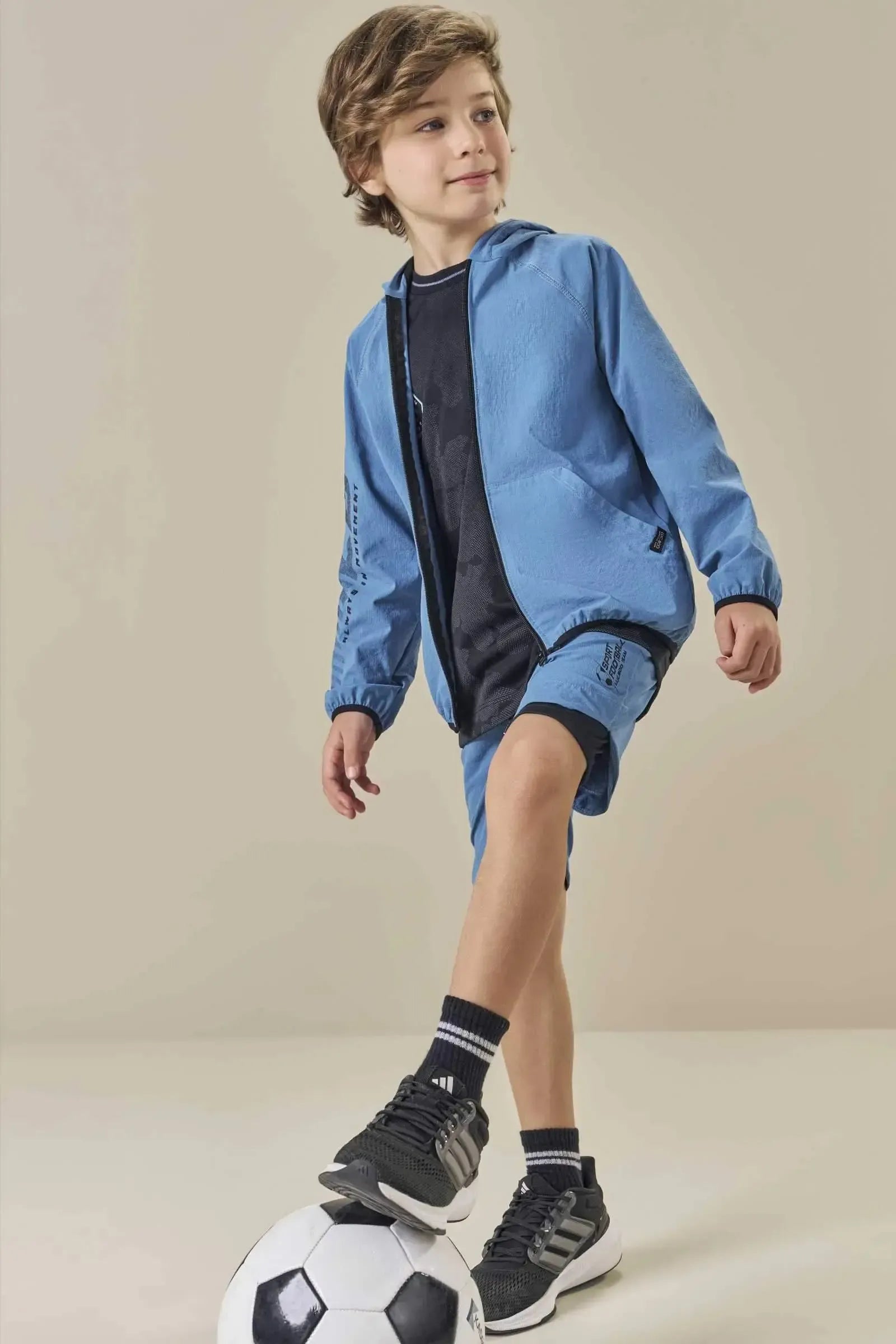 Bermuda em Nylon Ripstop com Elastano e Forro em Malha Sport Dry com Proteção UV50+ 83872 LucBoo Infantil Menino