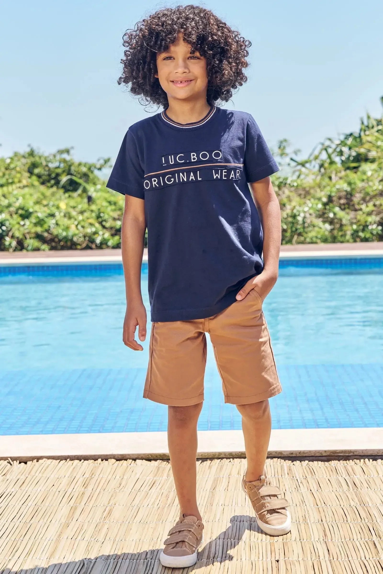 Bermuda em Sarja Caribe com Elastano 84249 LucBoo Infantil Menino