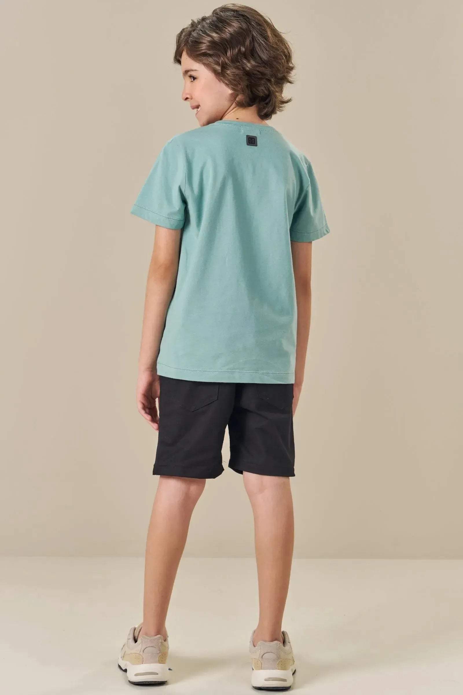 Bermuda em Sarja Caribe com Elastano 85961 LucBoo Infantil Menino