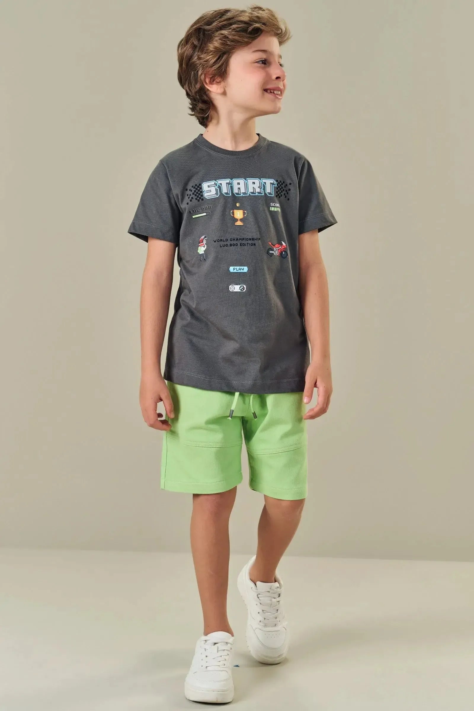 Bermuda em Sarja Soft com Elastano 84491 LucBoo Infantil Menino