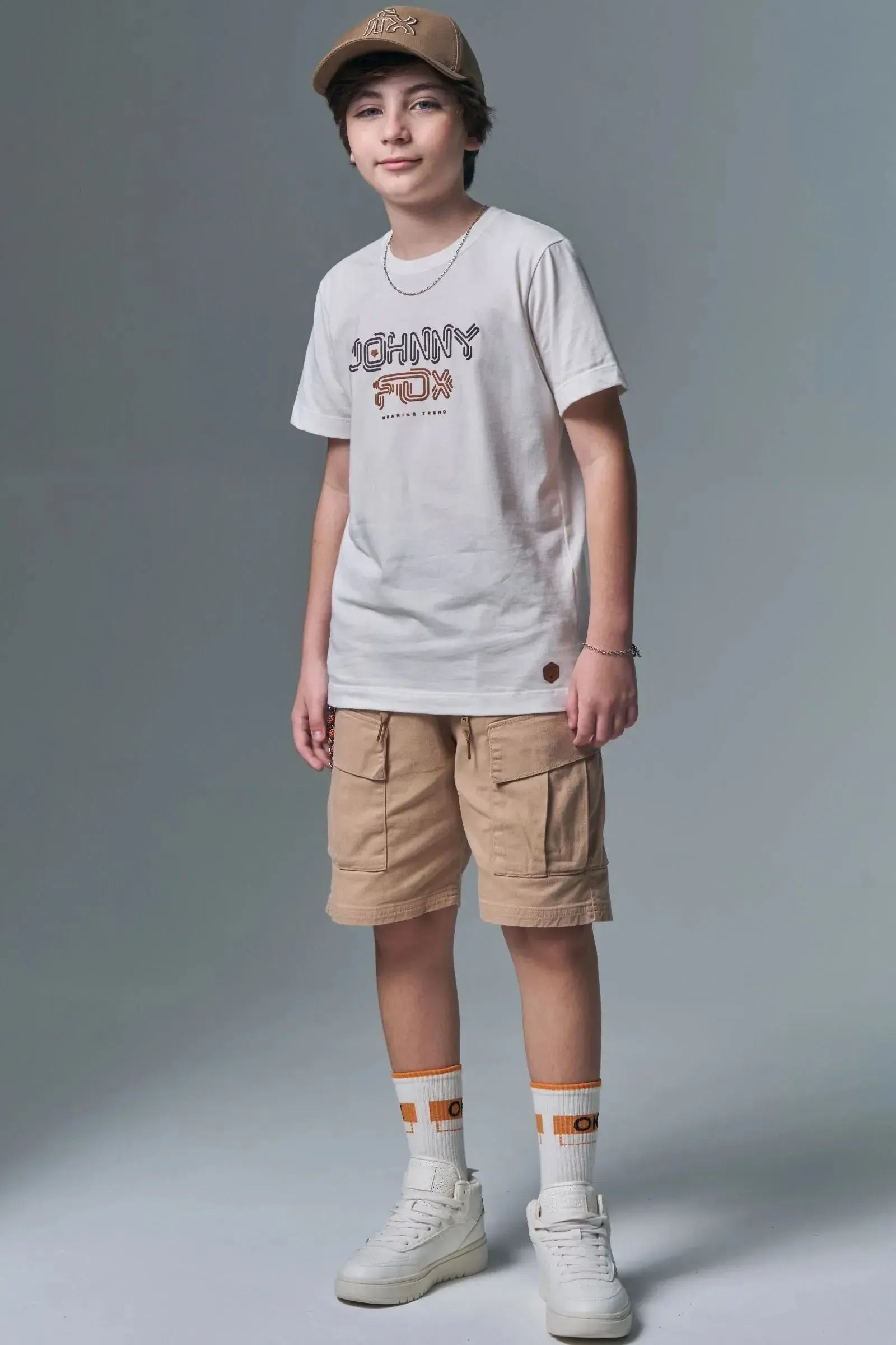 Bermuda em Sarja Squash com Elastano 97026 Johnny Fox Teen Menino