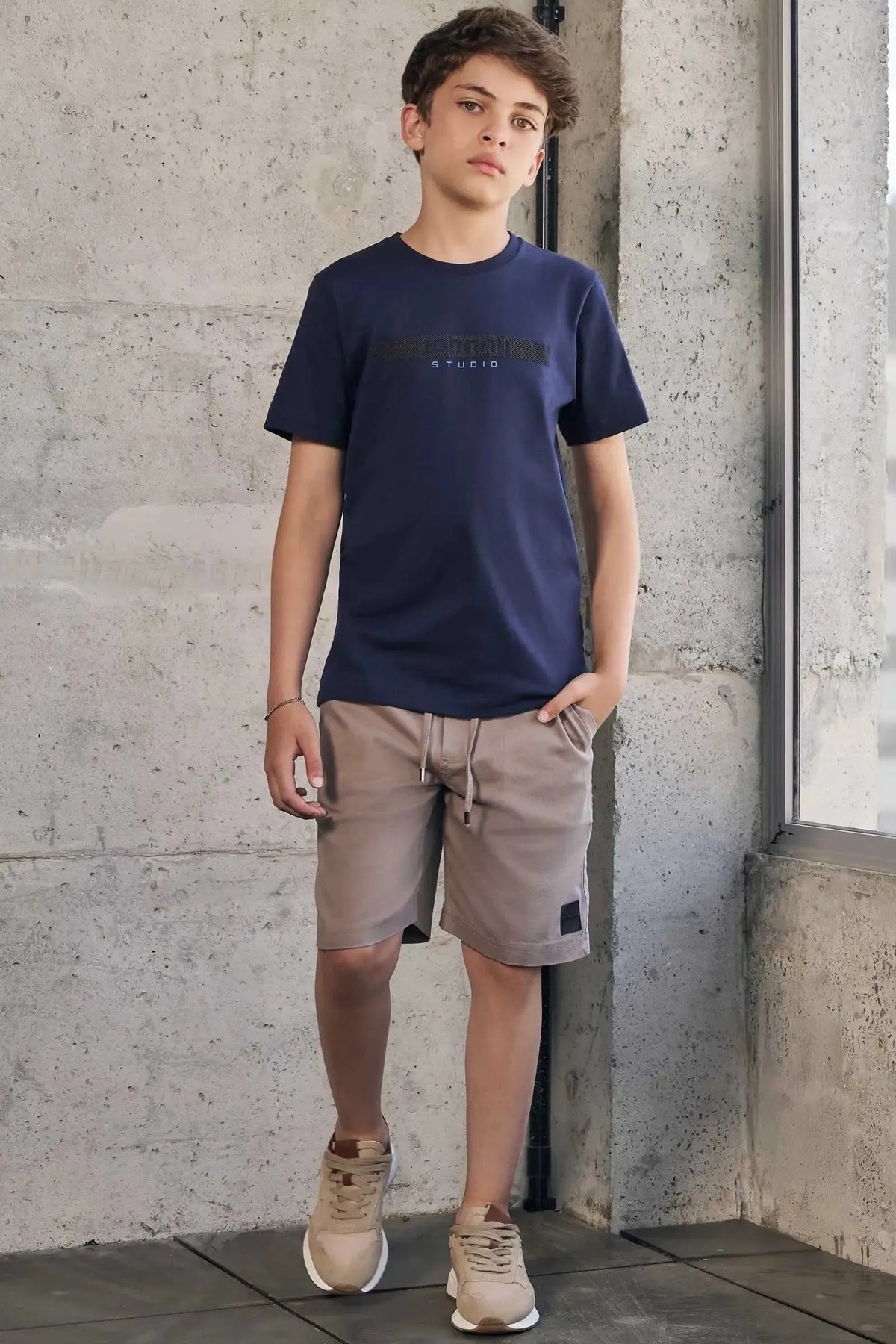 Bermuda em Sarja Stretch com Elastano 97866 Johnny Fox Teen Menino