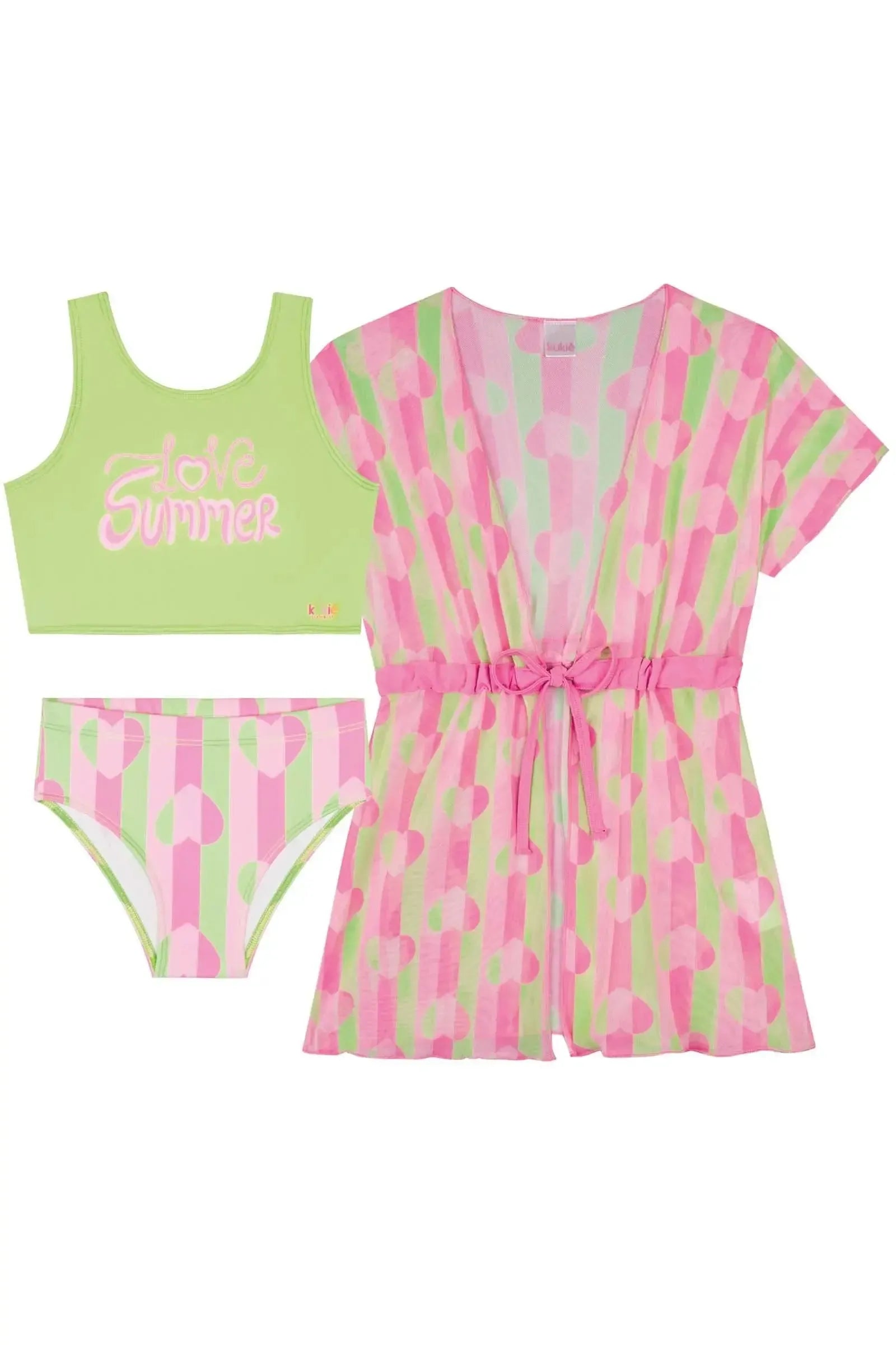 Biquíni com Proteção UV 50+ e Saída de Praia em Tule 83315 Kukiê Infantil Menina