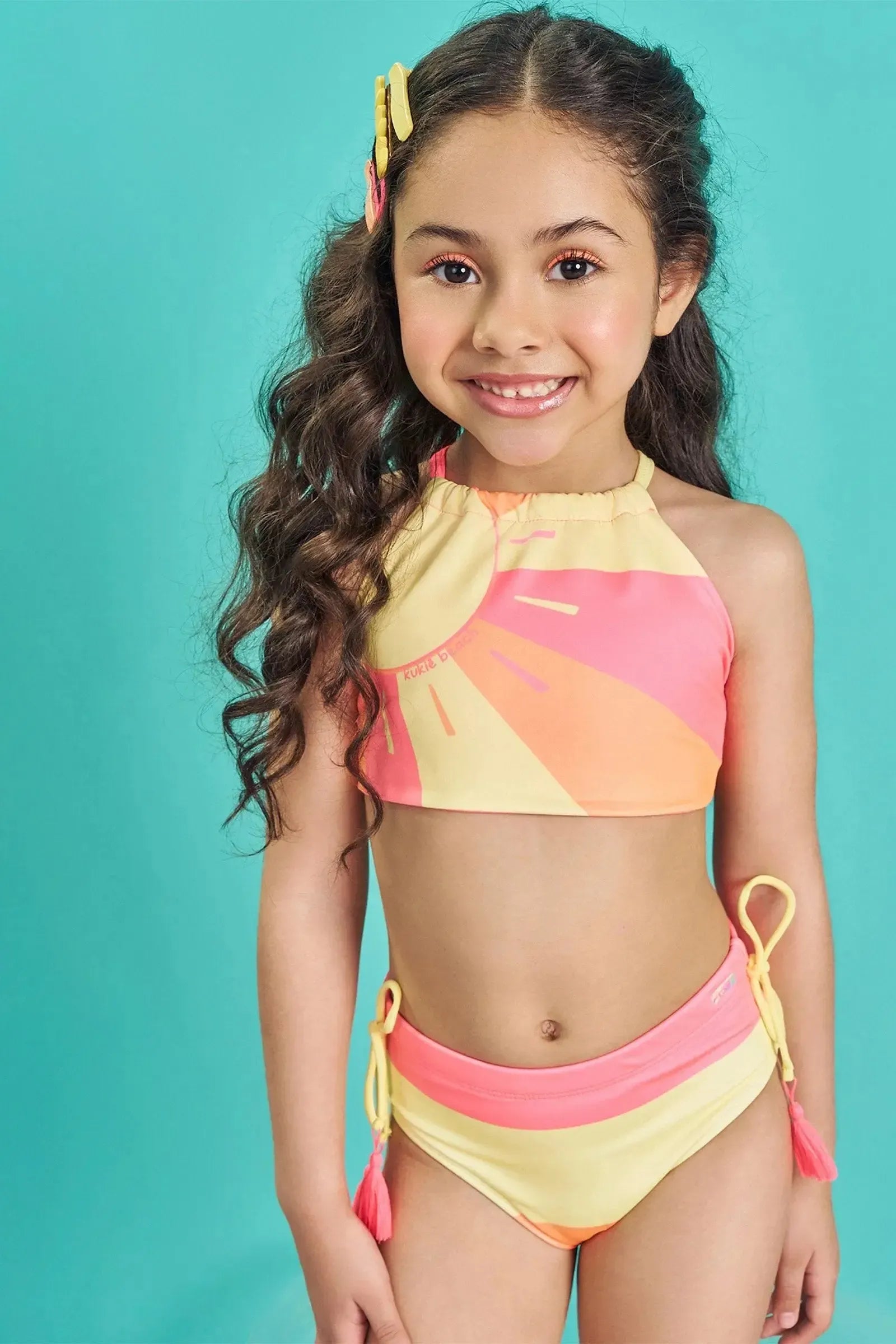 Biquíni em Malha com Proteção UV 50+.(Parte Superior Reversível) 83571 Kukiê Infantil Menina