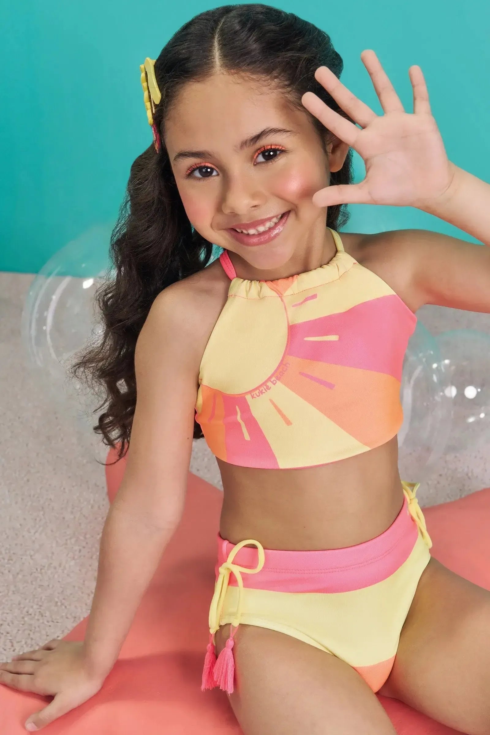 Biquíni em Malha com Proteção UV 50+.(Parte Superior Reversível) 83571 Kukiê Infantil Menina