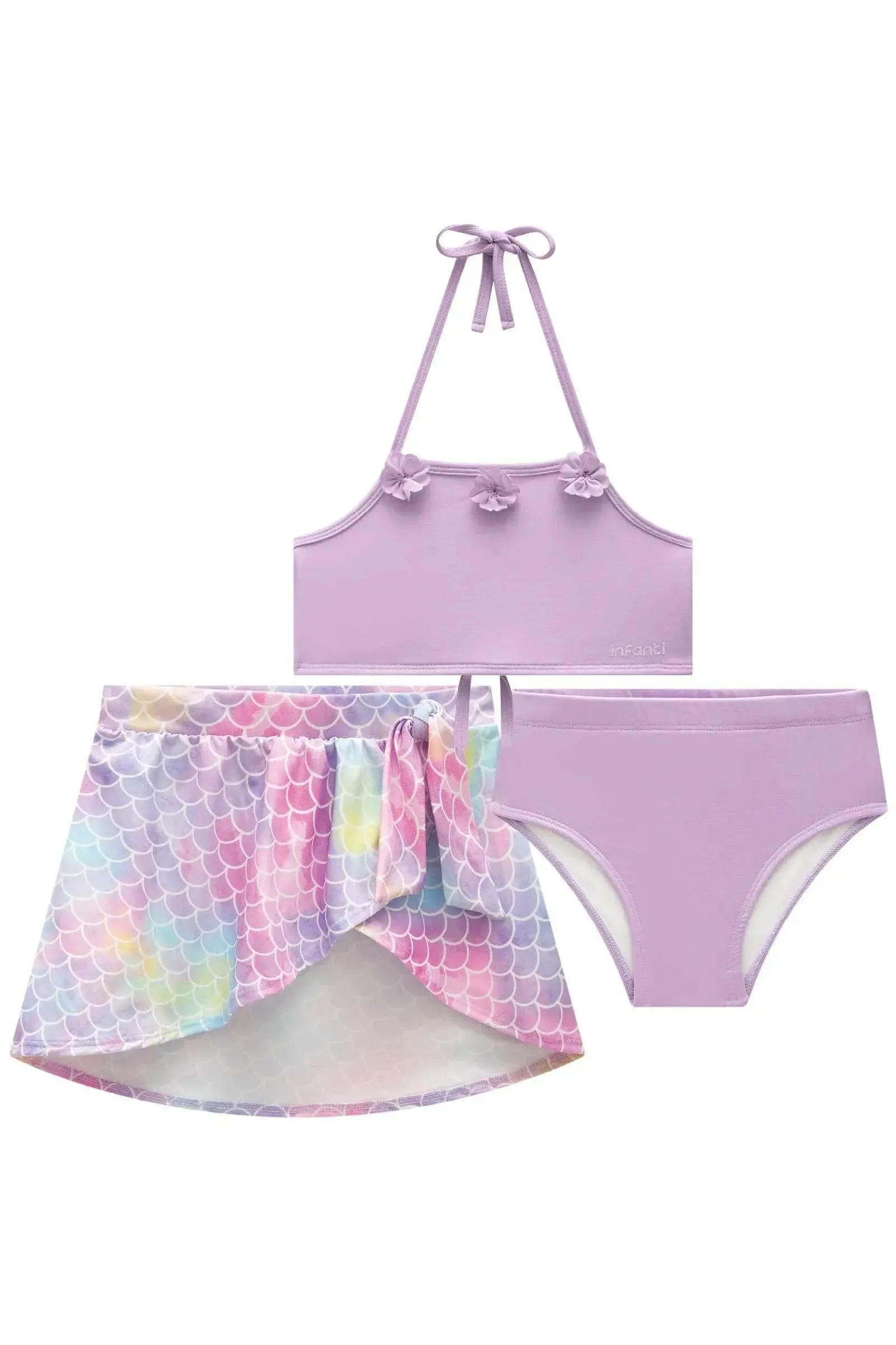 Biquíni em Malha com Proteção UV50+ e Saia em Tule 84959 Infanti Infantil Menina