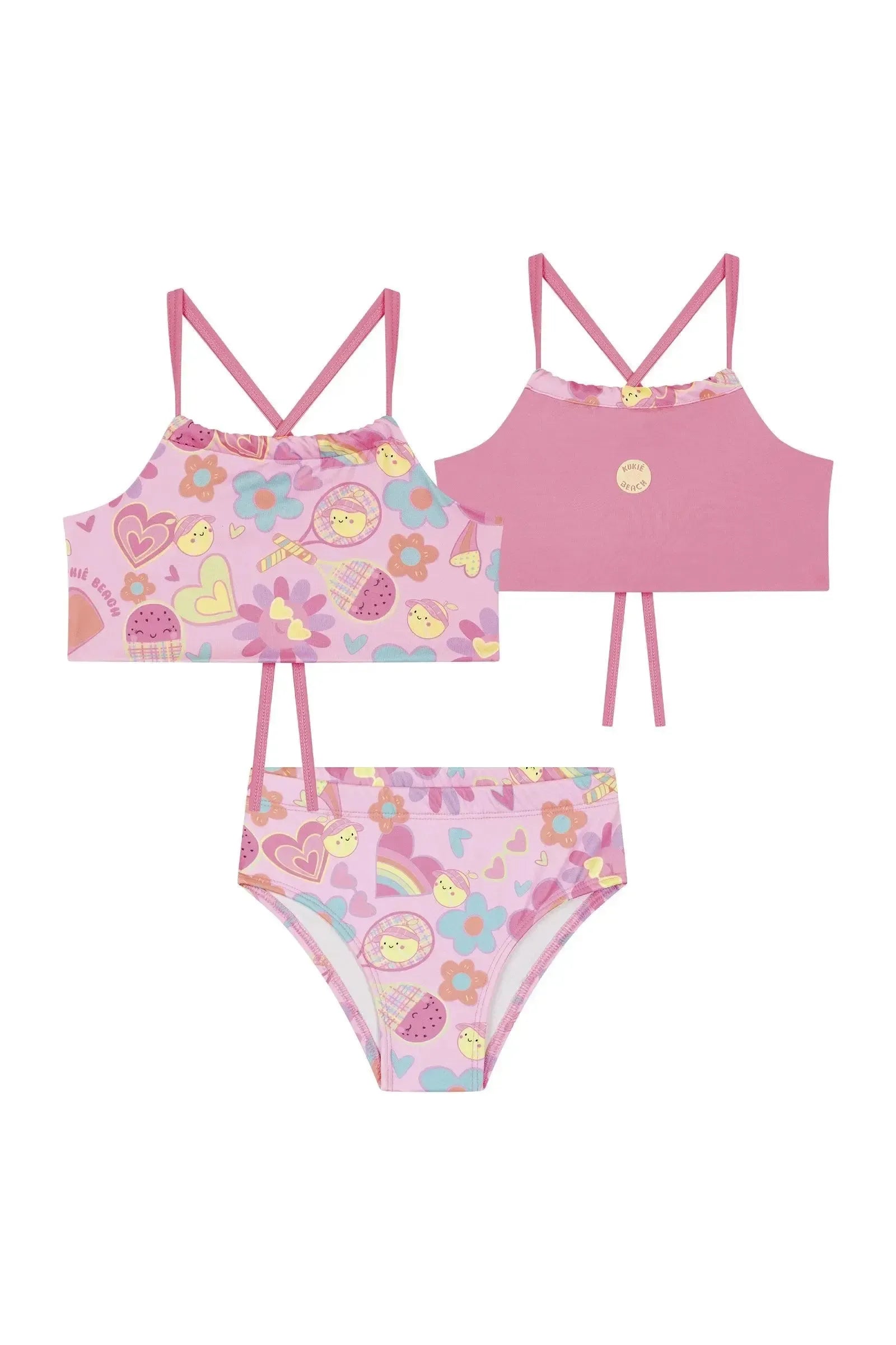 Biquíni em Malha com Proteção UV50+ (Parte Superior Reversível) 87447 Kukiê Infantil Menina