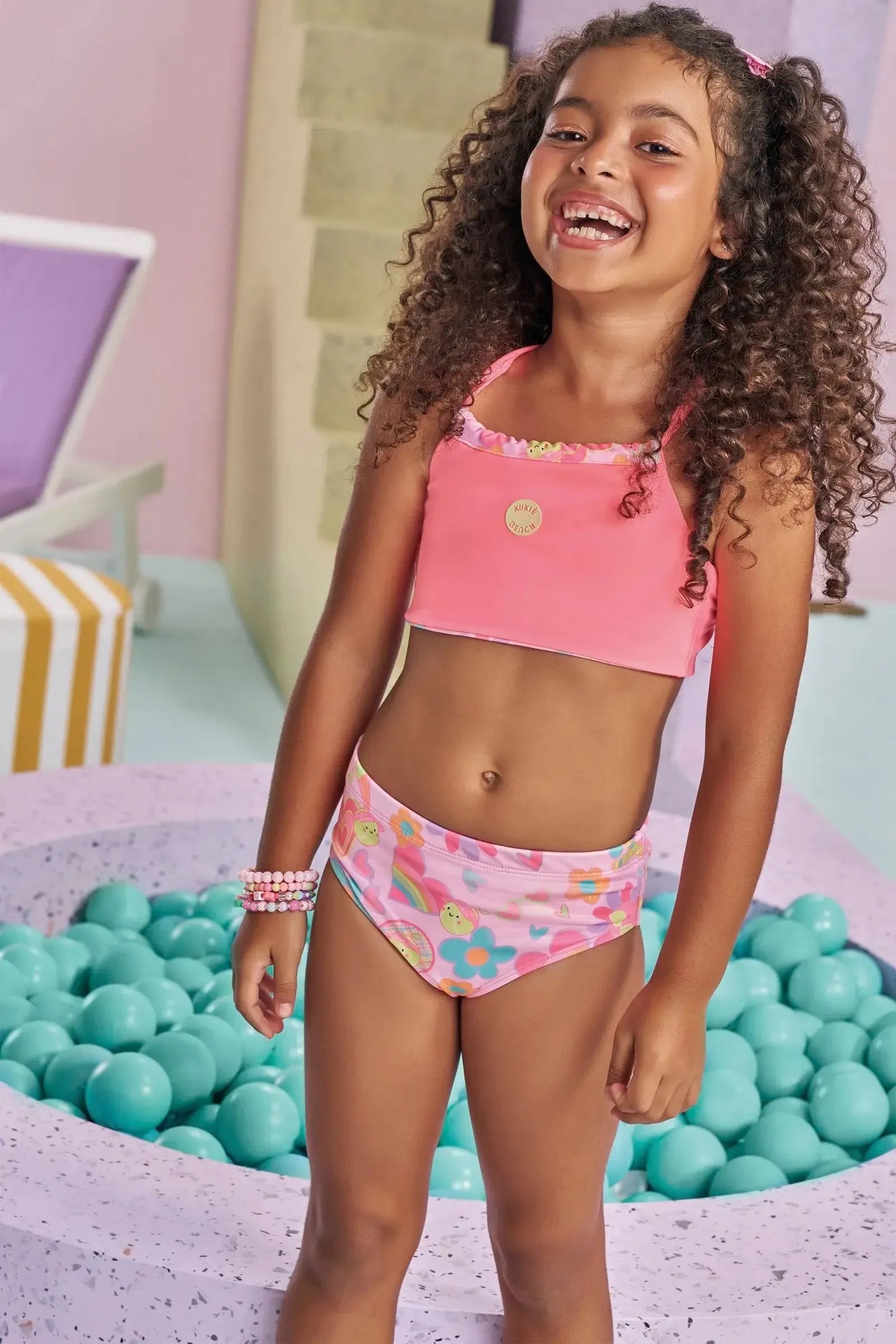 Biquíni em Malha com Proteção UV50+ (Parte Superior Reversível) 87447 Kukiê Infantil Menina