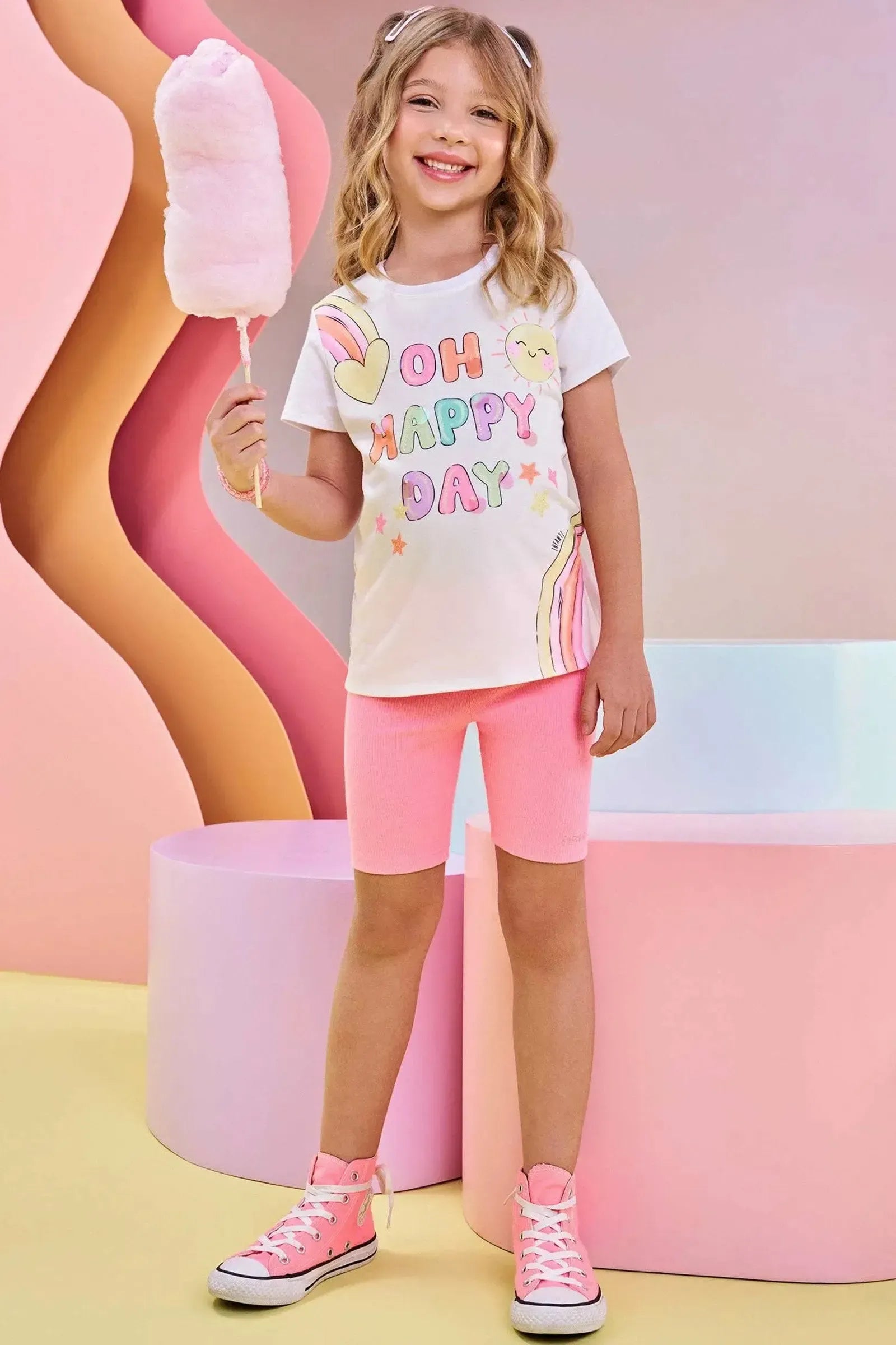 Blusa Alongada em Meia Malha 83012 Infanti Infantil Menina