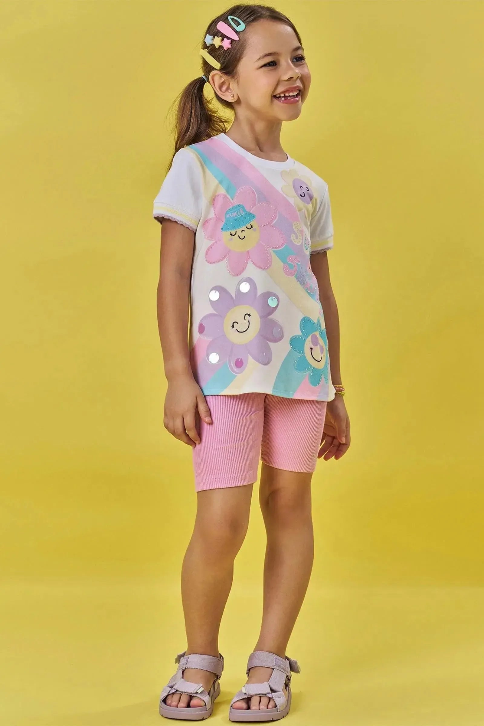 Blusa Alongada em Meia Malha 85273 Kukiê Infantil Menina