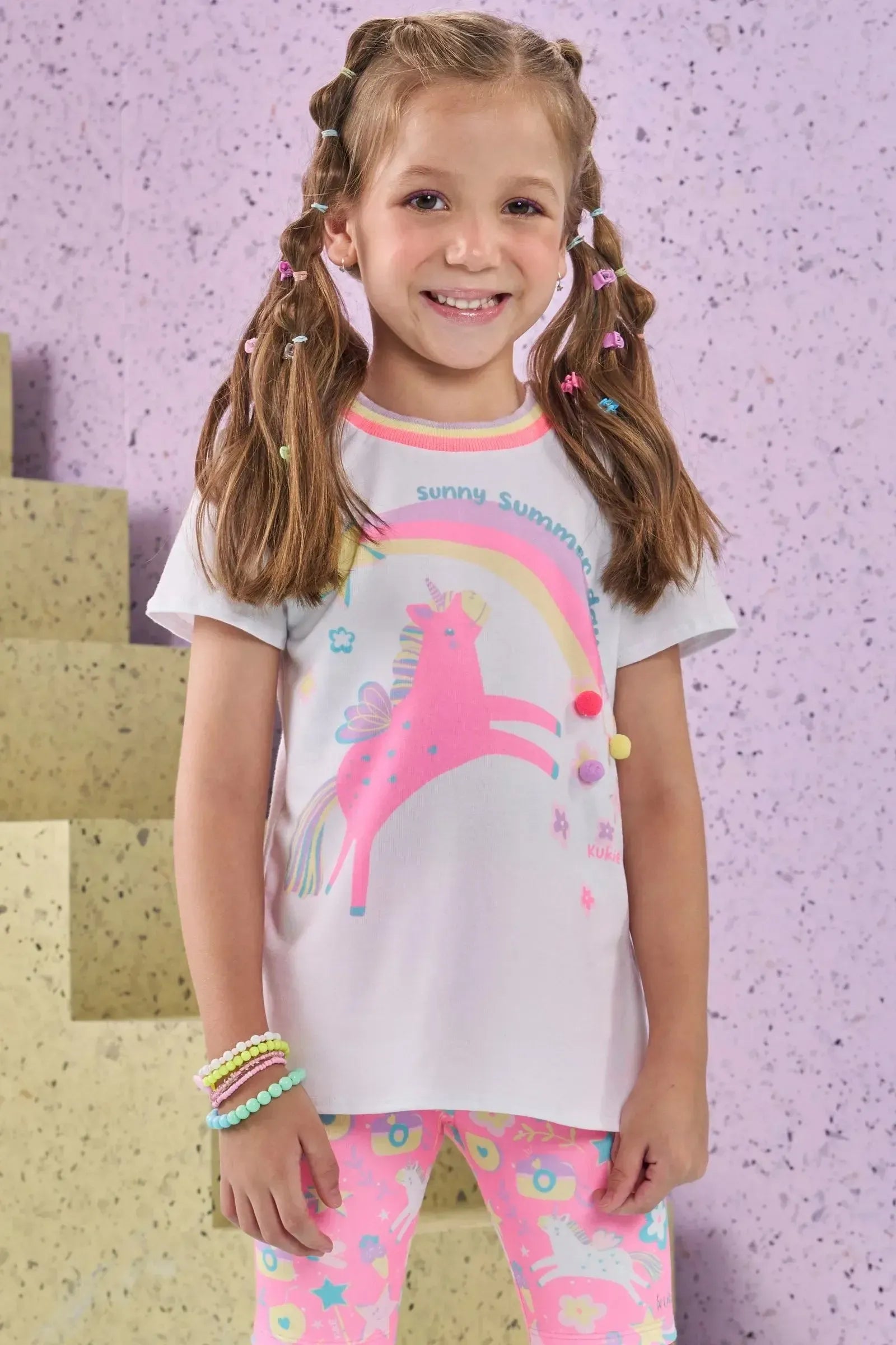 Blusa Alongada em Meia Malha 86887 Kukiê Infantil Menina