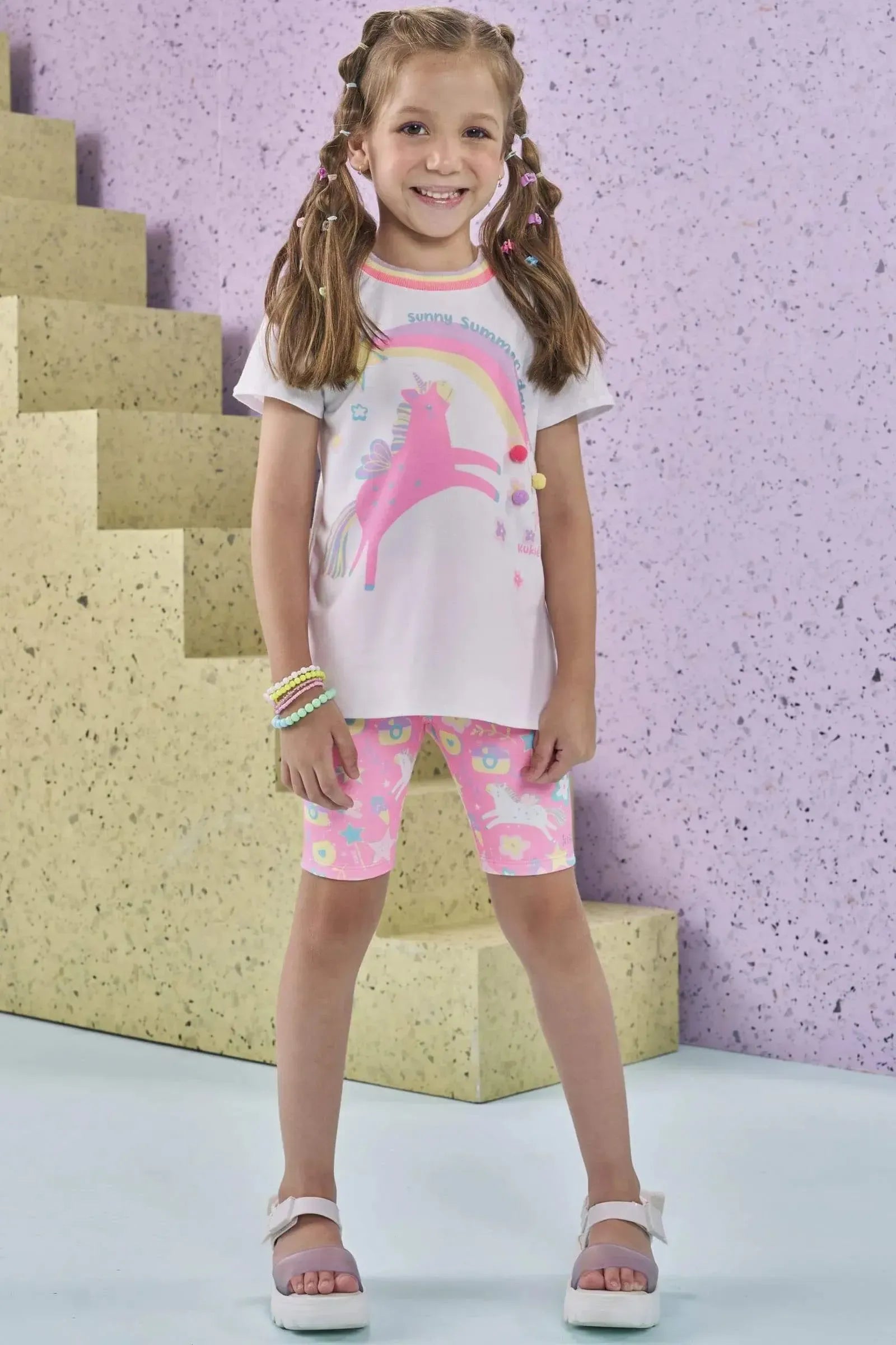 Blusa Alongada em Meia Malha 86887 Kukiê Infantil Menina