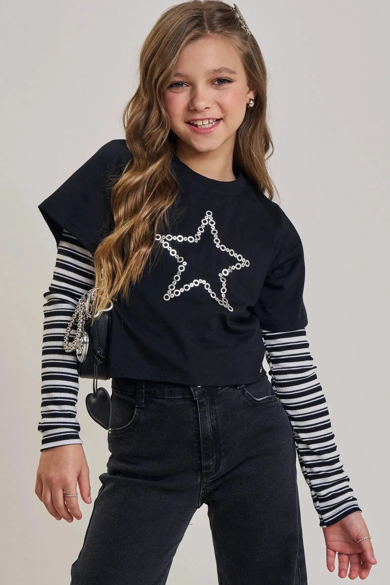 Blusa Boxy em Canelado Luna de Viscose 89183 Vic&Vicky Teen Menina