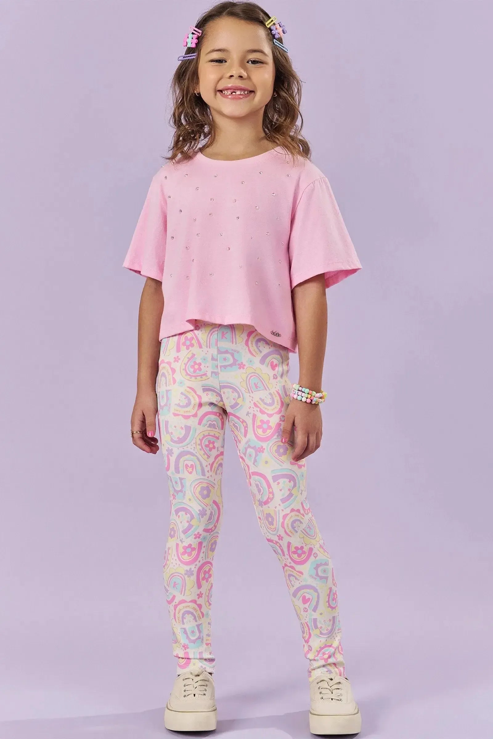 Blusa Boxy Over em Meia Malha 82976 Kukiê Infantil Menina