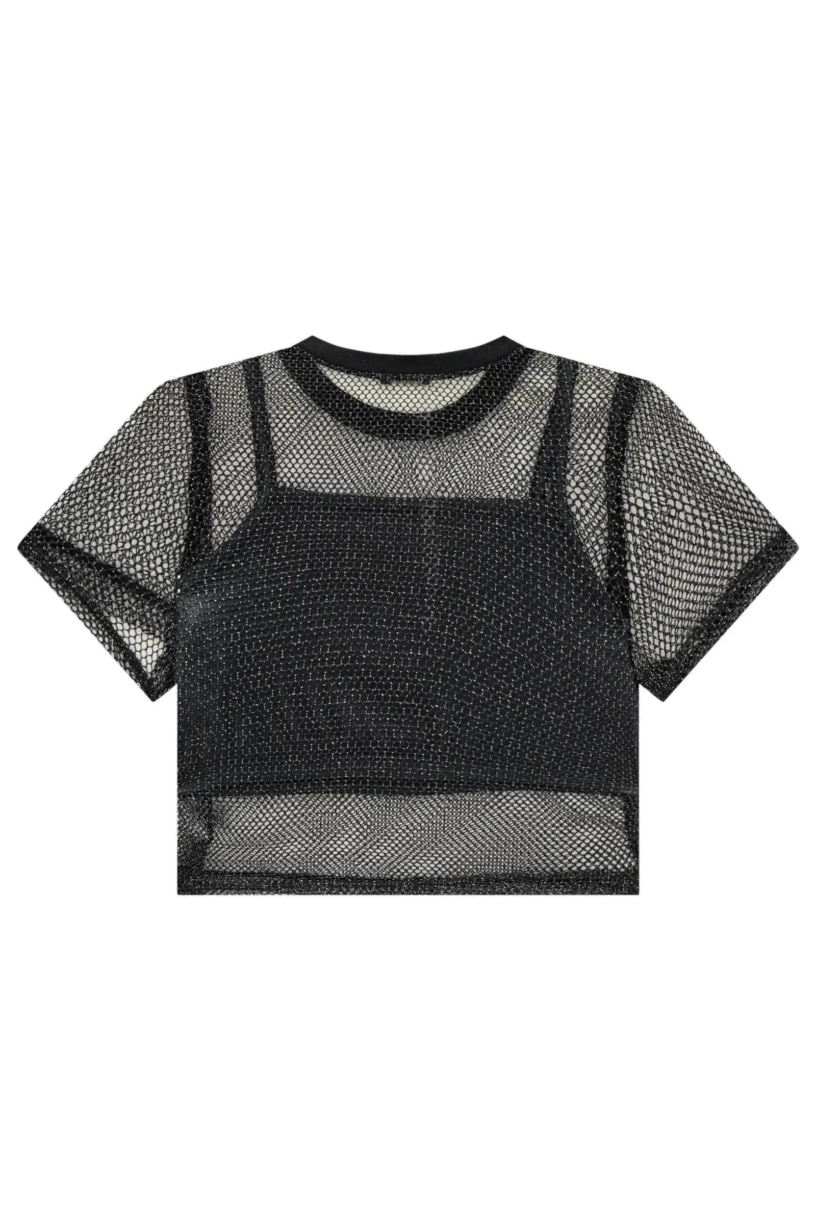 Blusa Boxy Sobreposição em Tela Glamour e Top em Poliamida 83540 Vic&Vicky Teen Menina