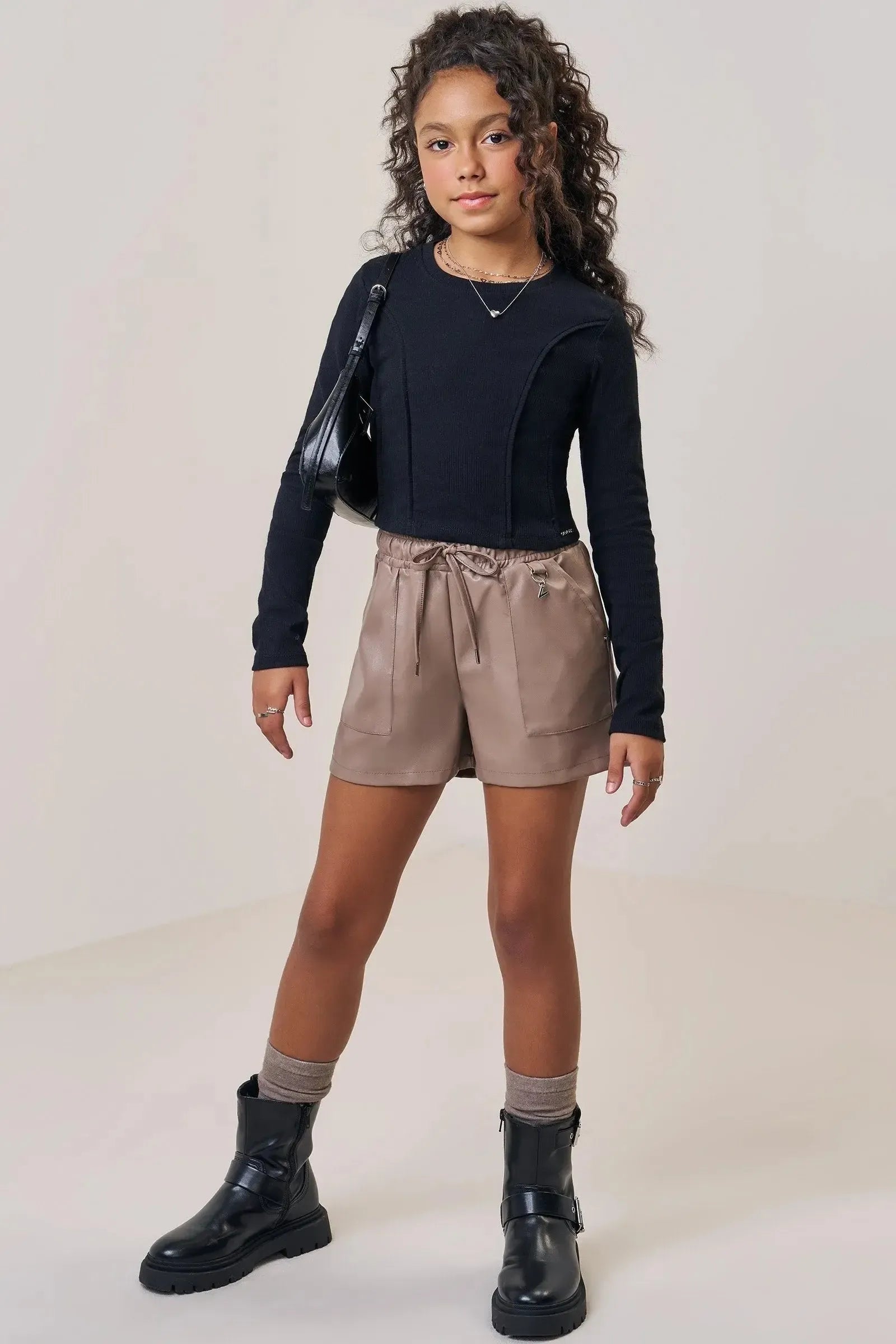 Blusa Cropped em Canelado Liz 89184 Vic&Vicky Teen Menina