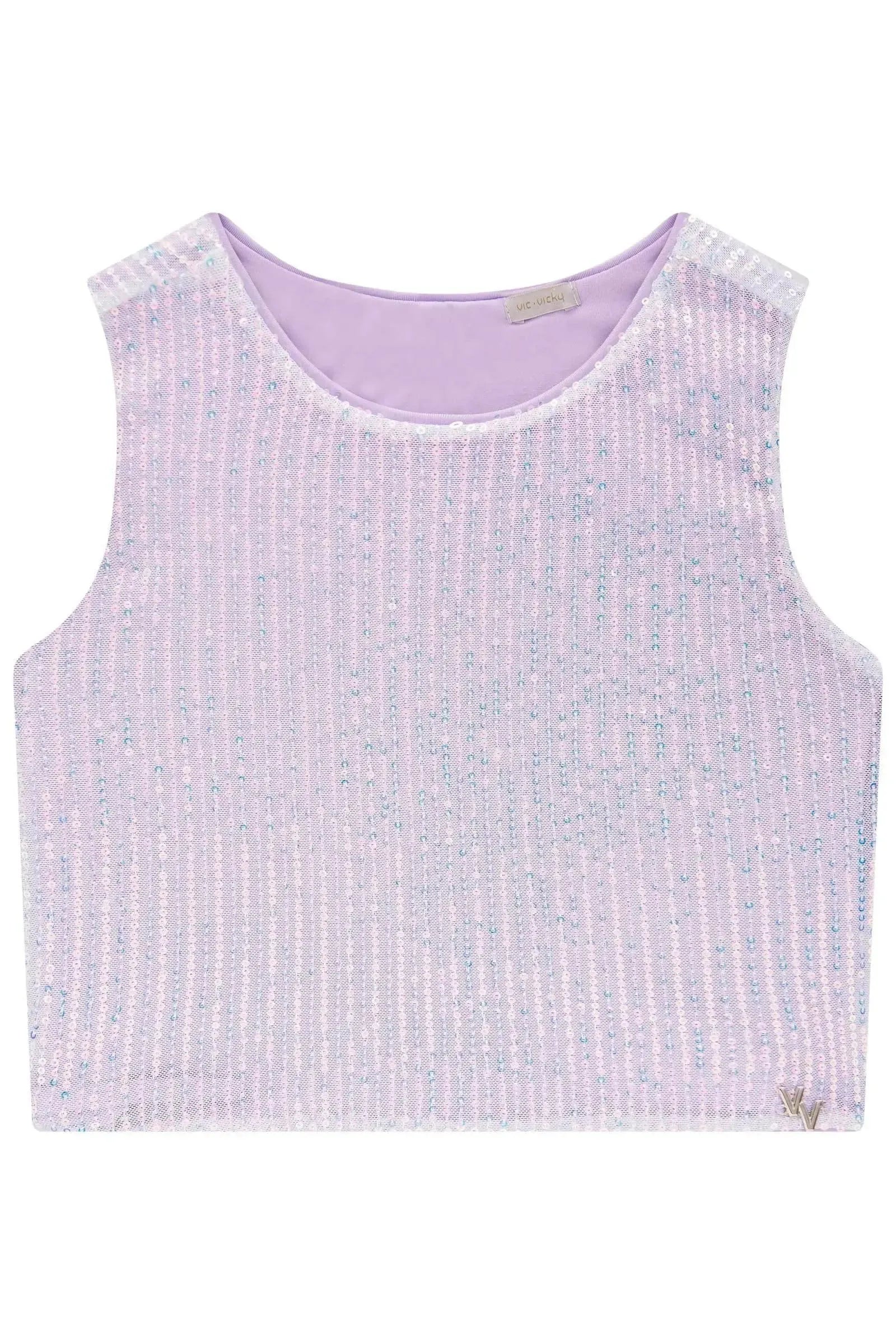Blusa Cropped em Paetê 83265 Vic&Vicky Teen Menina