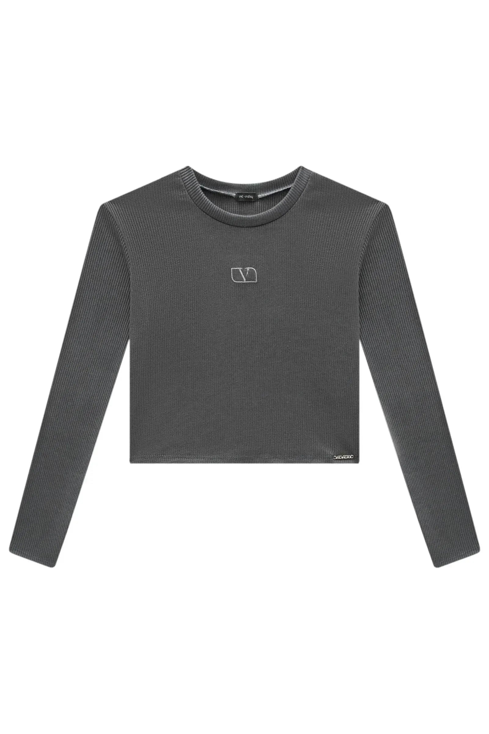 Blusa Cropped Teen Vic&Vicky Cinza Soft Line - Conforto e Estilo