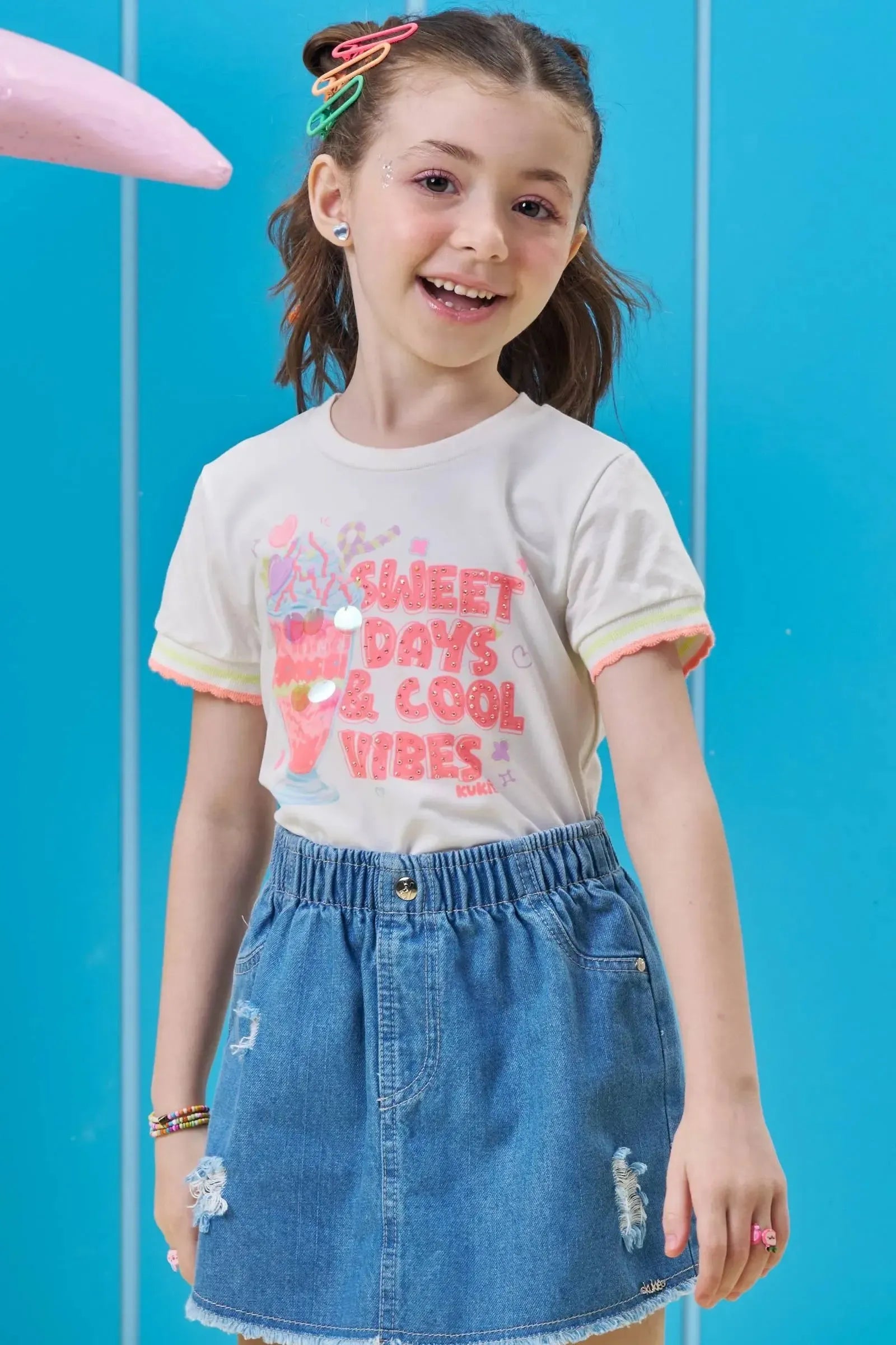 Blusa em Meia Malha 97023 Kukiê Infantil Menina