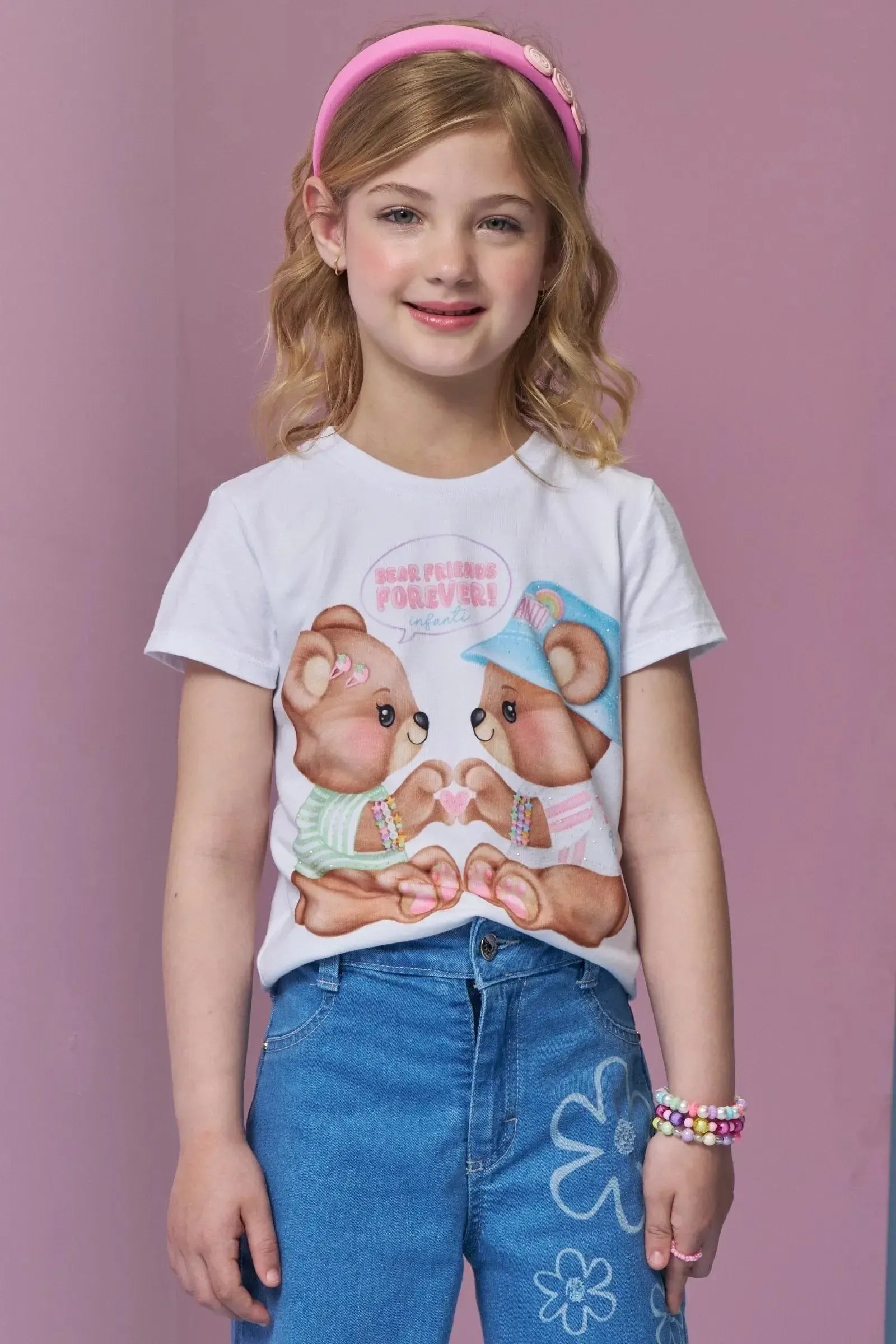 Blusa em Meia Malha. Acompanha Kits Pulseiras 93433 Infanti Infantil Menina