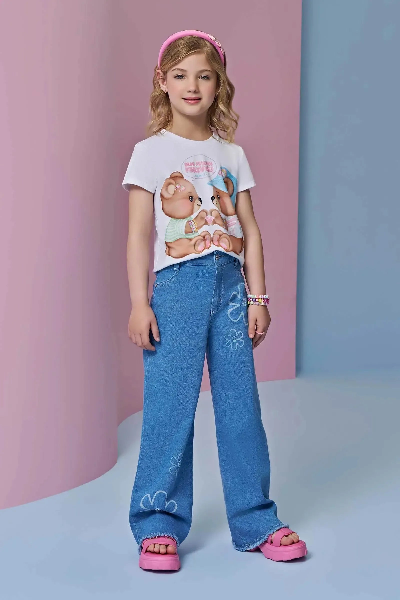 Blusa em Meia Malha. Acompanha Kits Pulseiras 93433 Infanti Infantil Menina